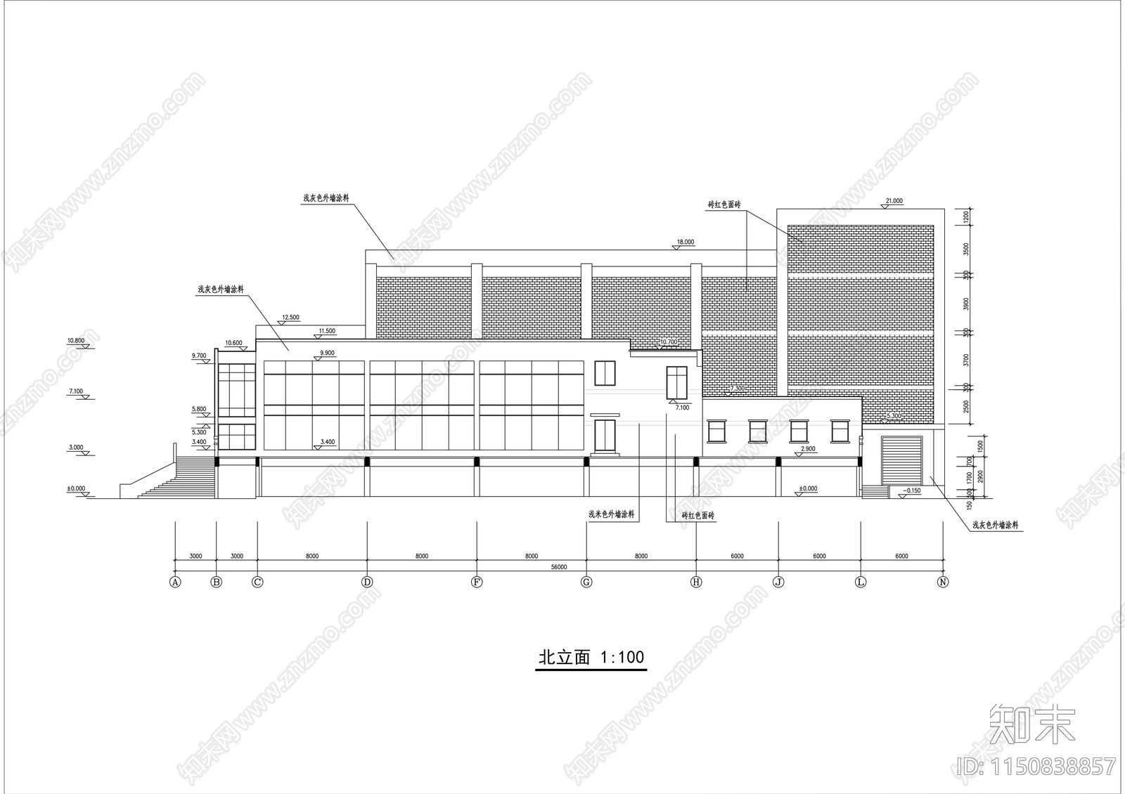 三层报告厅建筑设计方案cad施工图下载【ID:1150838857】