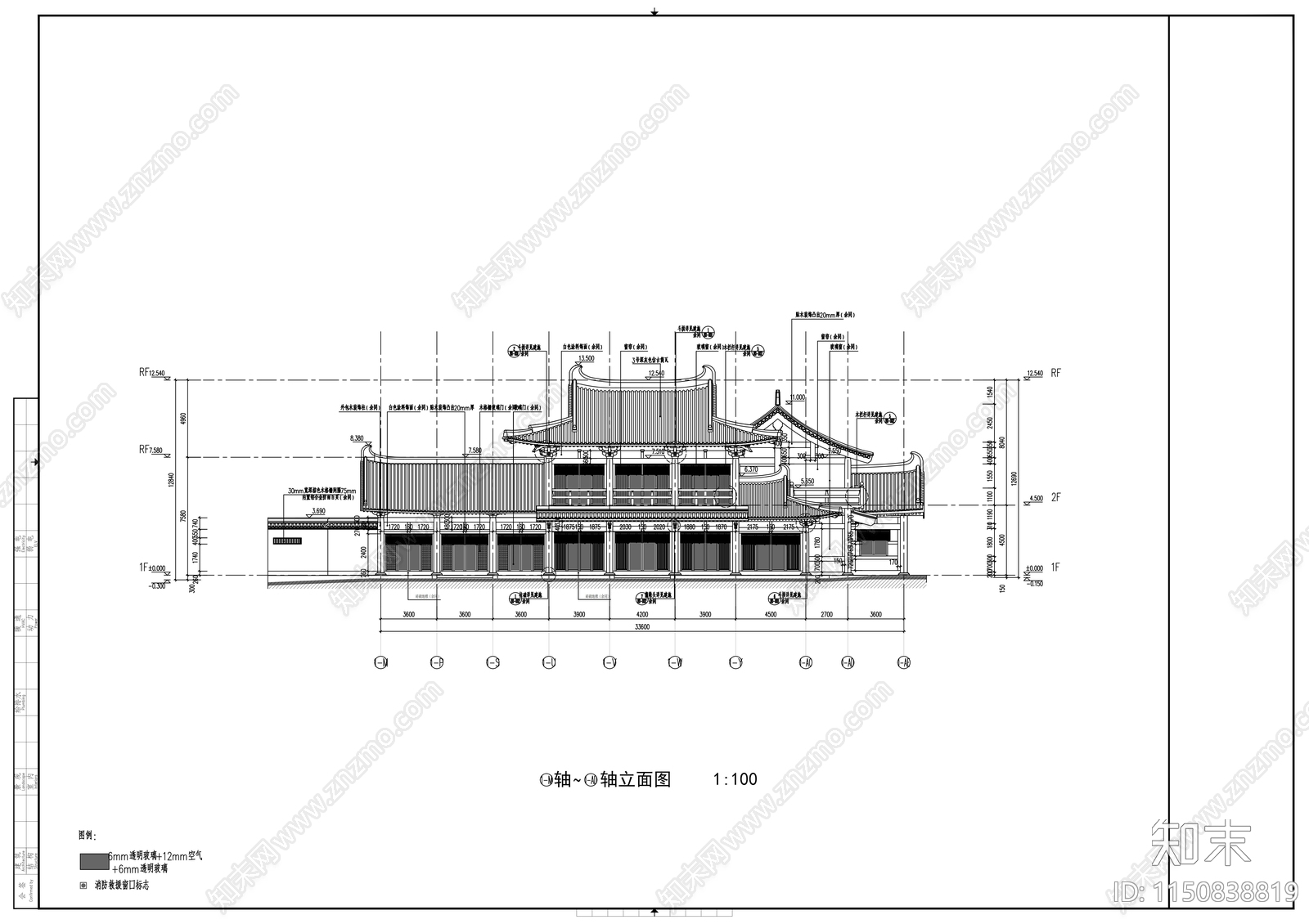 三层古典风格小型影视基地建筑cad施工图下载【ID:1150838819】