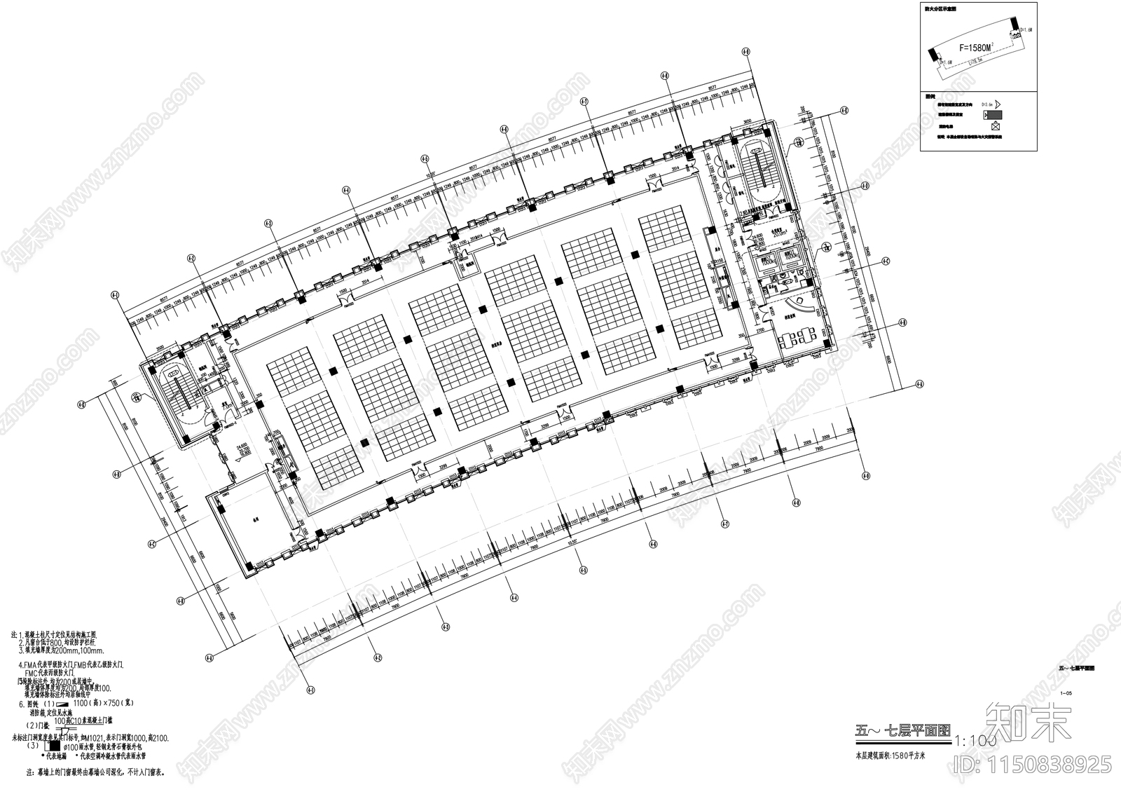 八层档案馆建筑cad施工图下载【ID:1150838925】