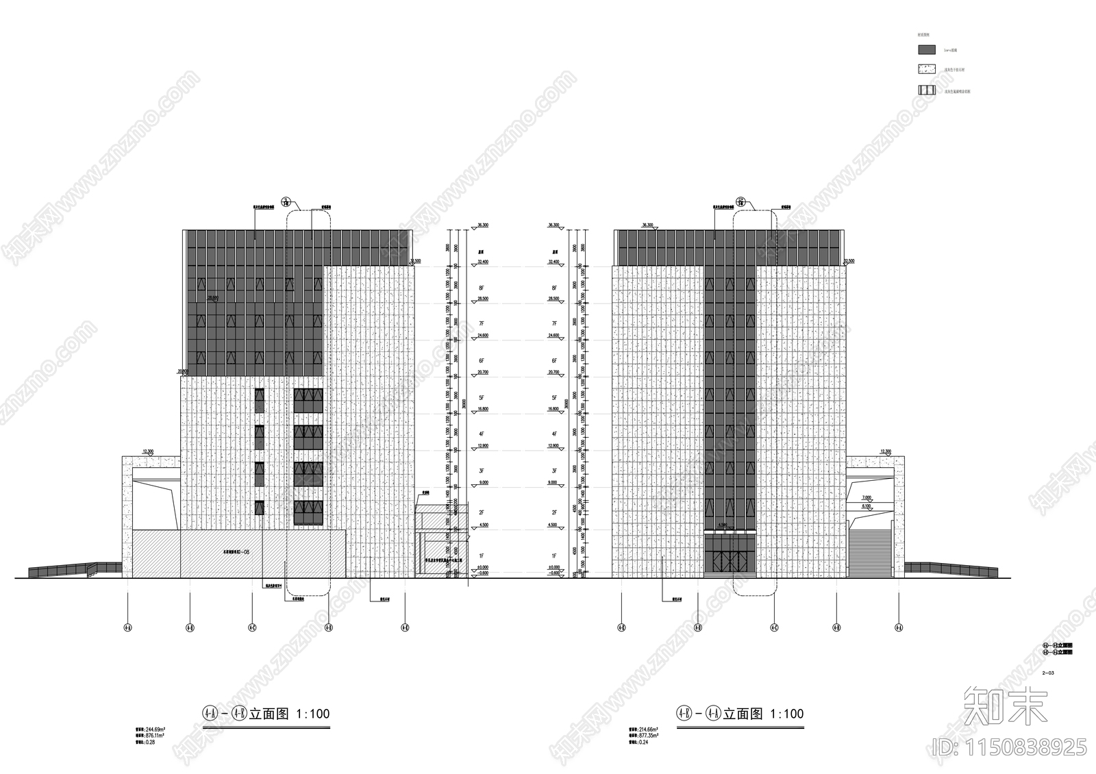 八层档案馆建筑cad施工图下载【ID:1150838925】