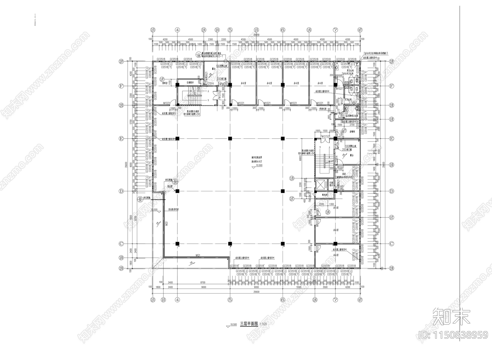 四层展览馆建筑cad施工图下载【ID:1150838959】