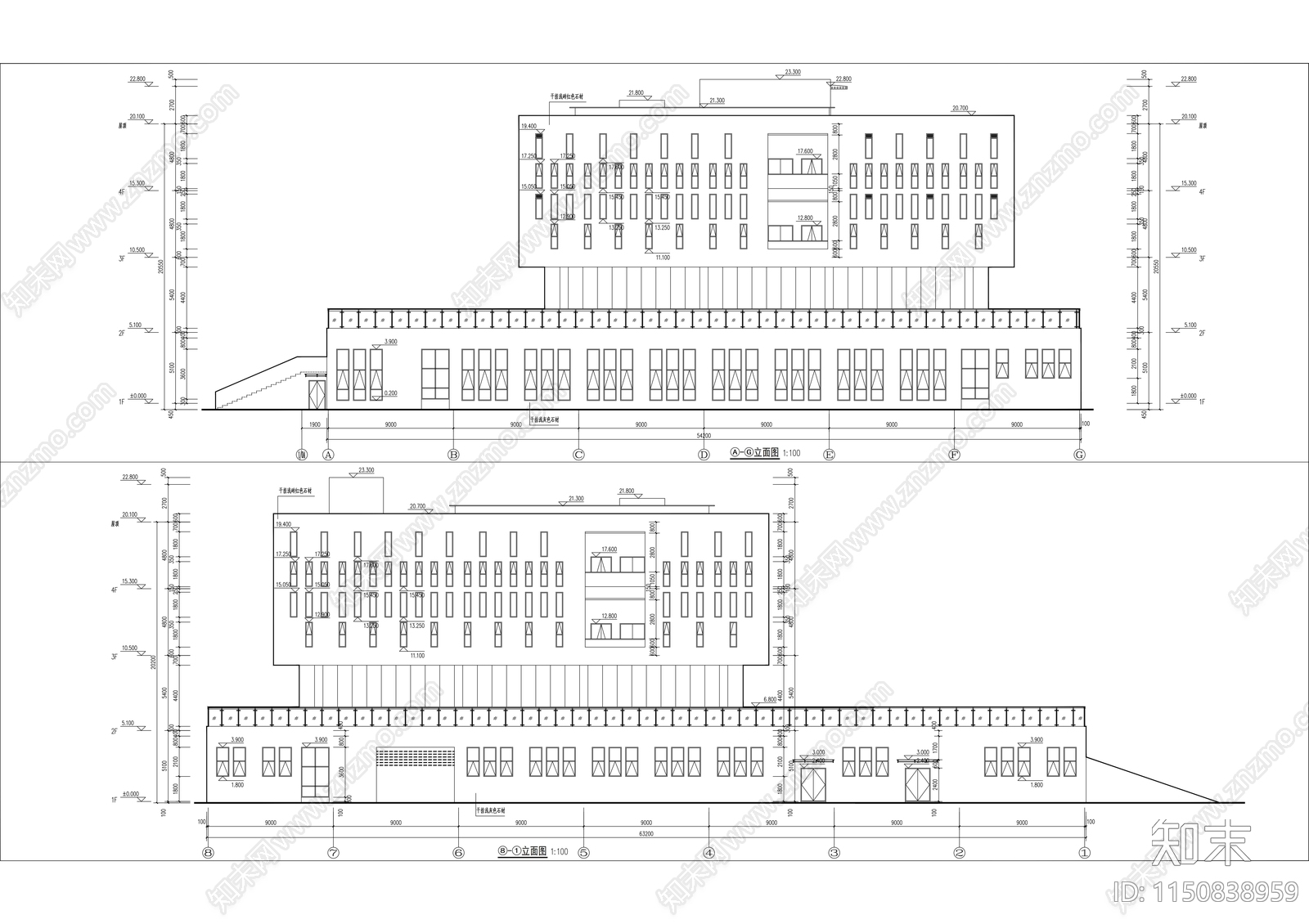 四层展览馆建筑cad施工图下载【ID:1150838959】