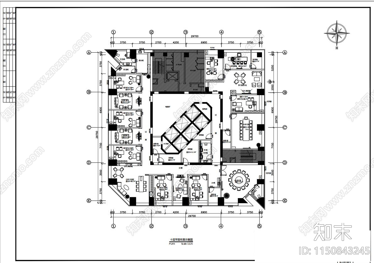 某银行办公室cad施工图下载【ID:1150843245】