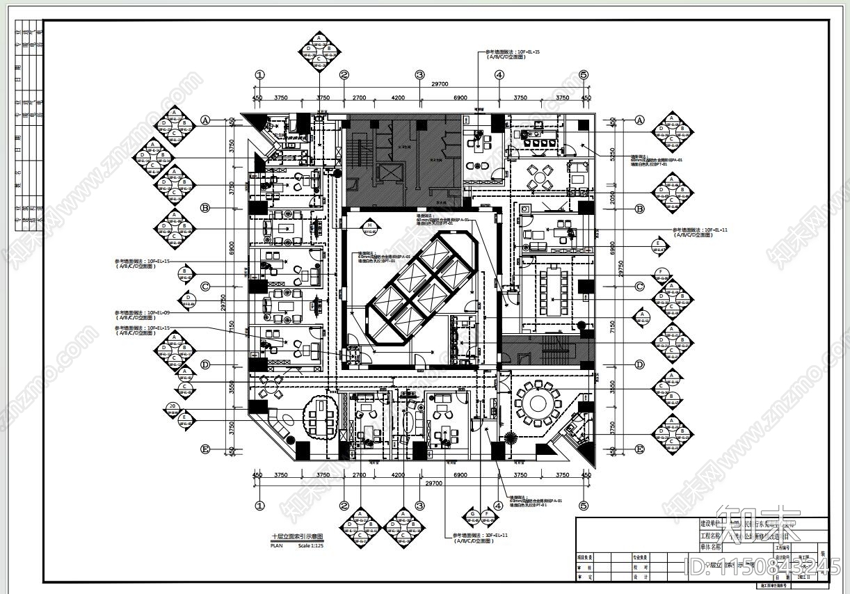 某银行办公室cad施工图下载【ID:1150843245】