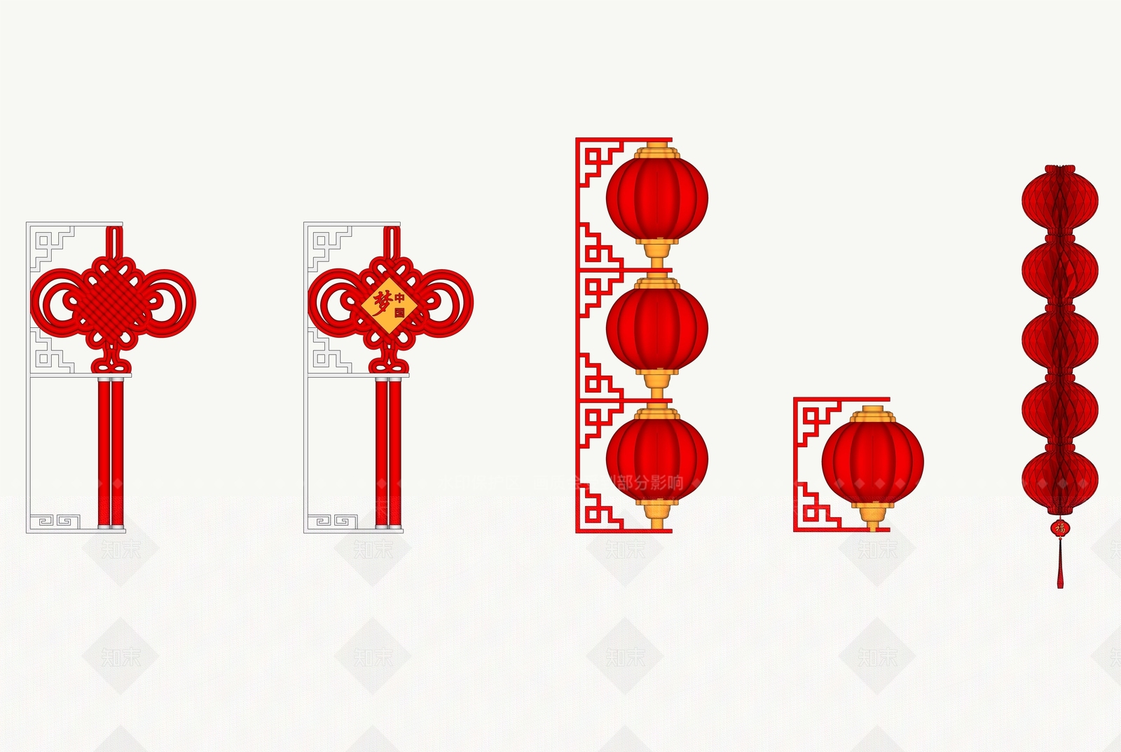中式发光灯笼SU模型下载【ID:1150848212】