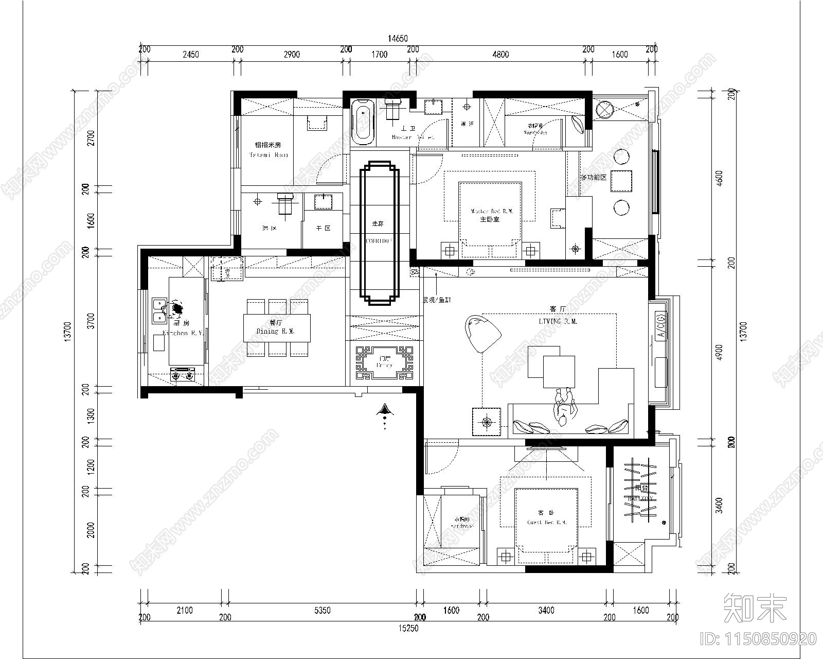 5套平层cad施工图下载【ID:1150850920】