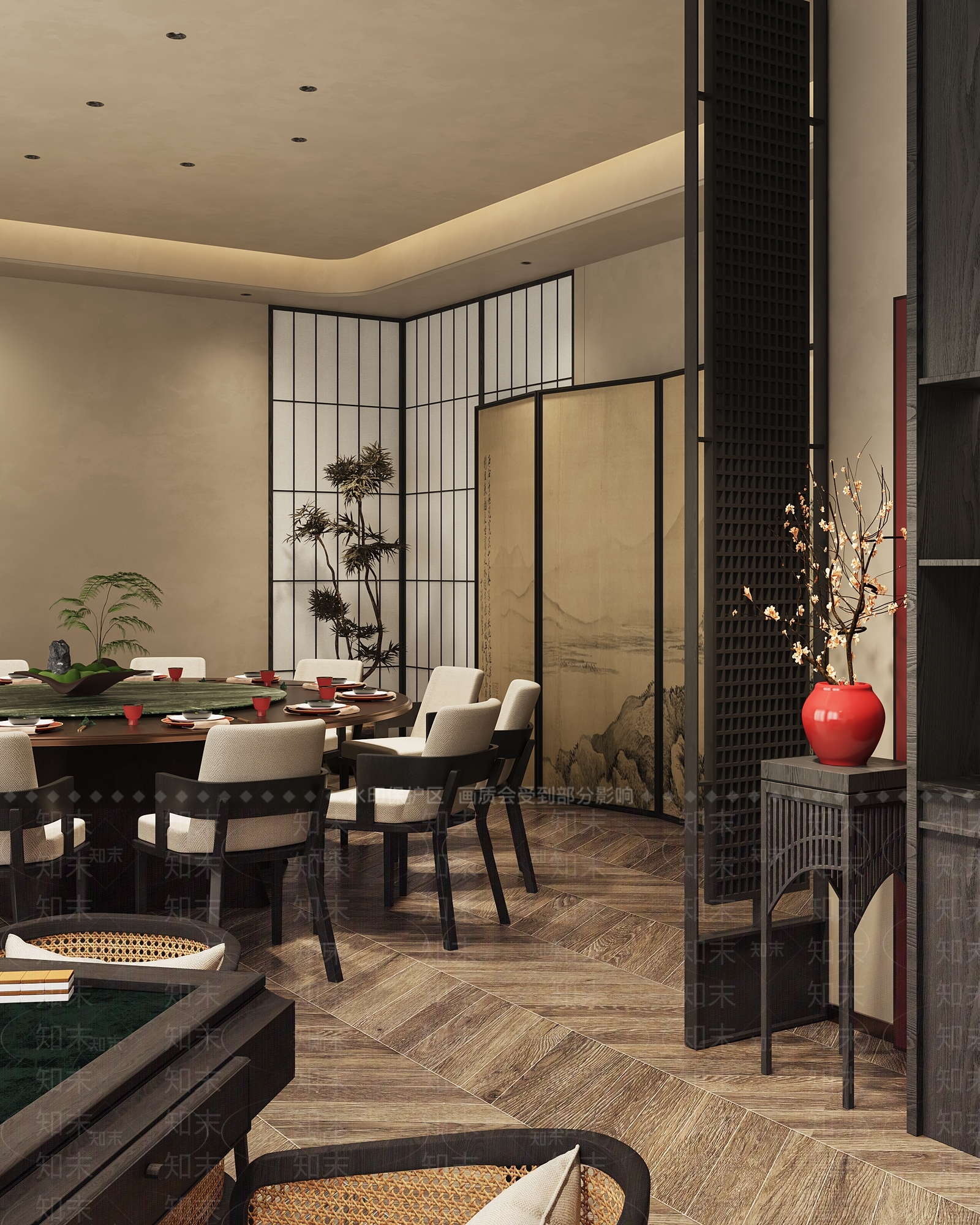 新中式中餐厅3D模型下载【ID:1214246171】