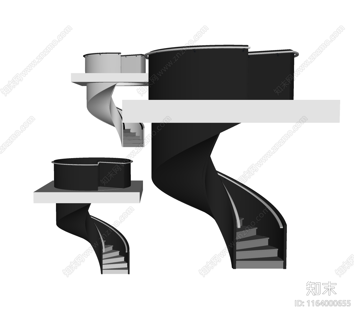 旋转楼梯SU模型下载【ID:1164000655】