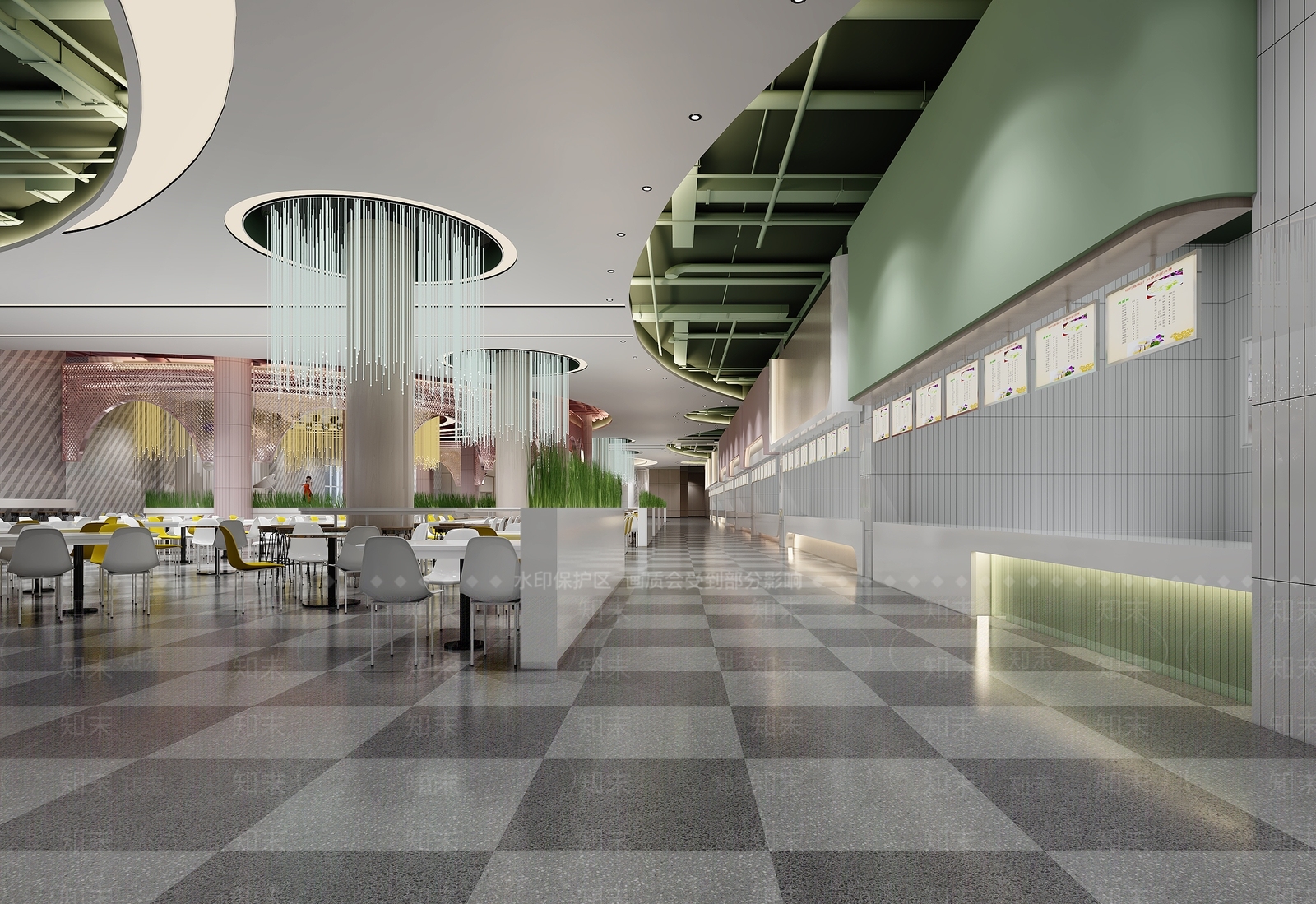 现代大学食堂3D模型下载【ID:1150860444】