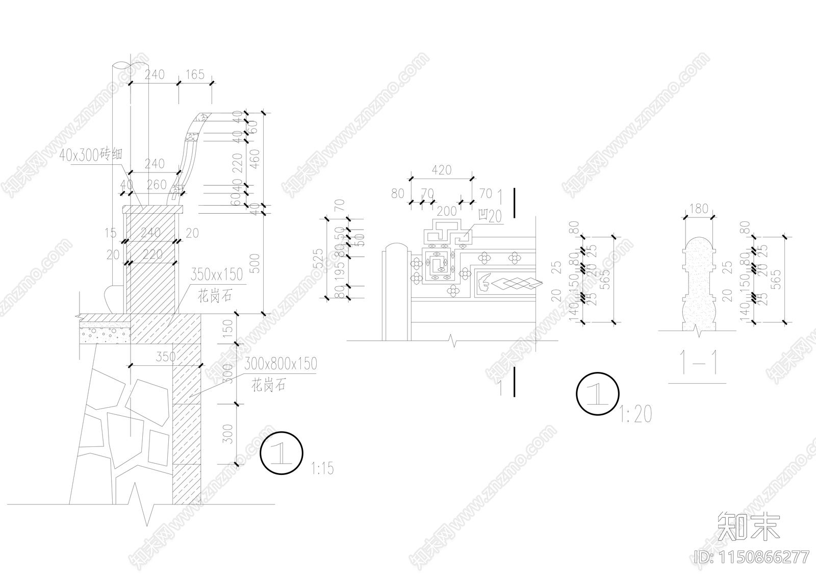 仿古建筑镜心卢挂落吴王靠大样详图cad施工图下载【ID:1150866277】