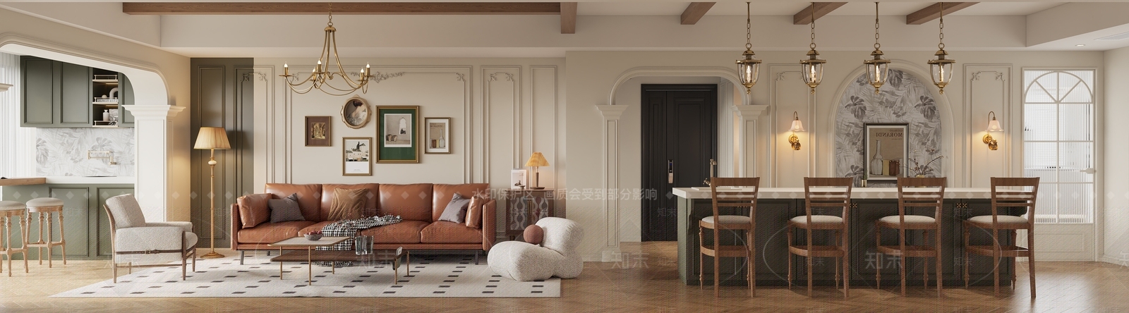 美式复古客餐厅3D模型下载【ID:1150867608】