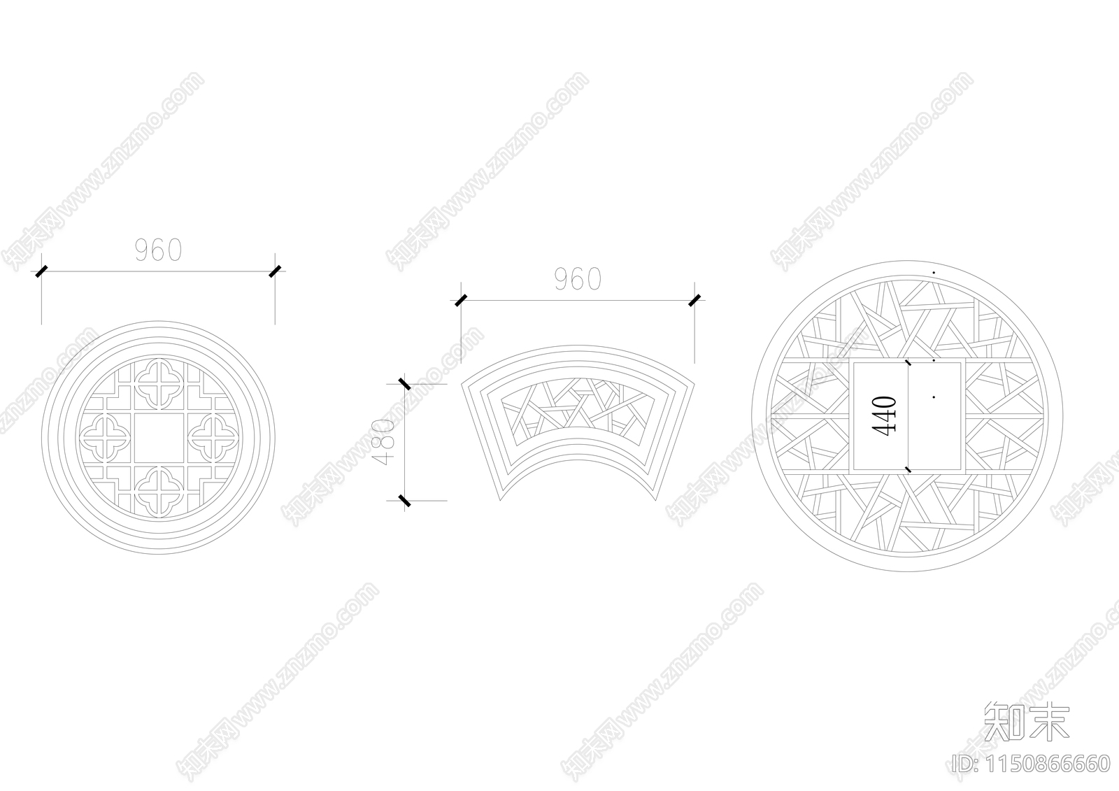 古建筑窗户样式汇集cad施工图下载【ID:1150866660】