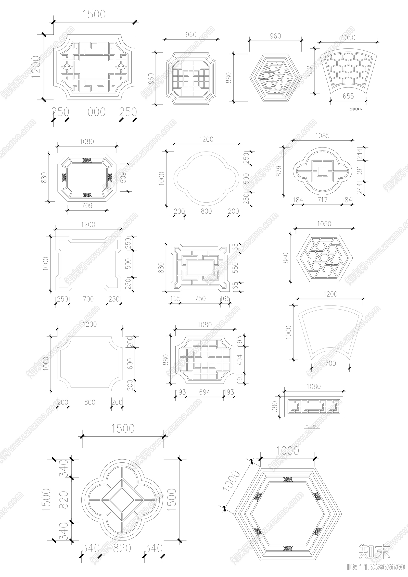 古建筑窗户样式汇集cad施工图下载【ID:1150866660】