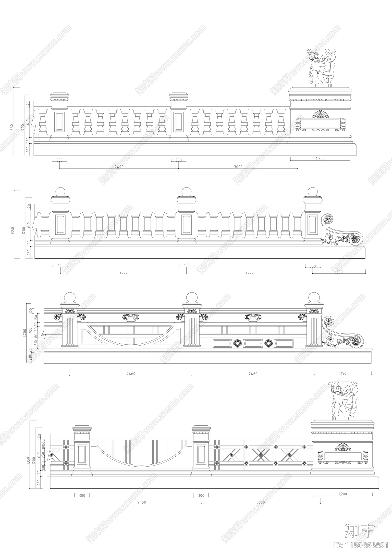 古建筑护栏样式图集施工图下载【ID:1150866881】