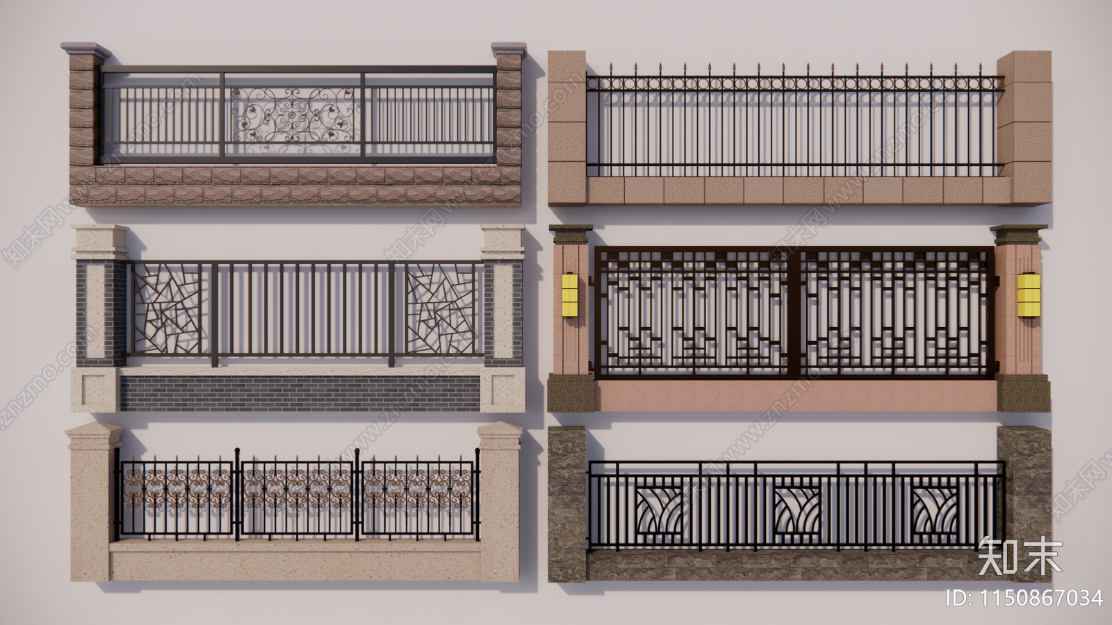 欧式围墙栏杆SU模型下载【ID:1150867034】