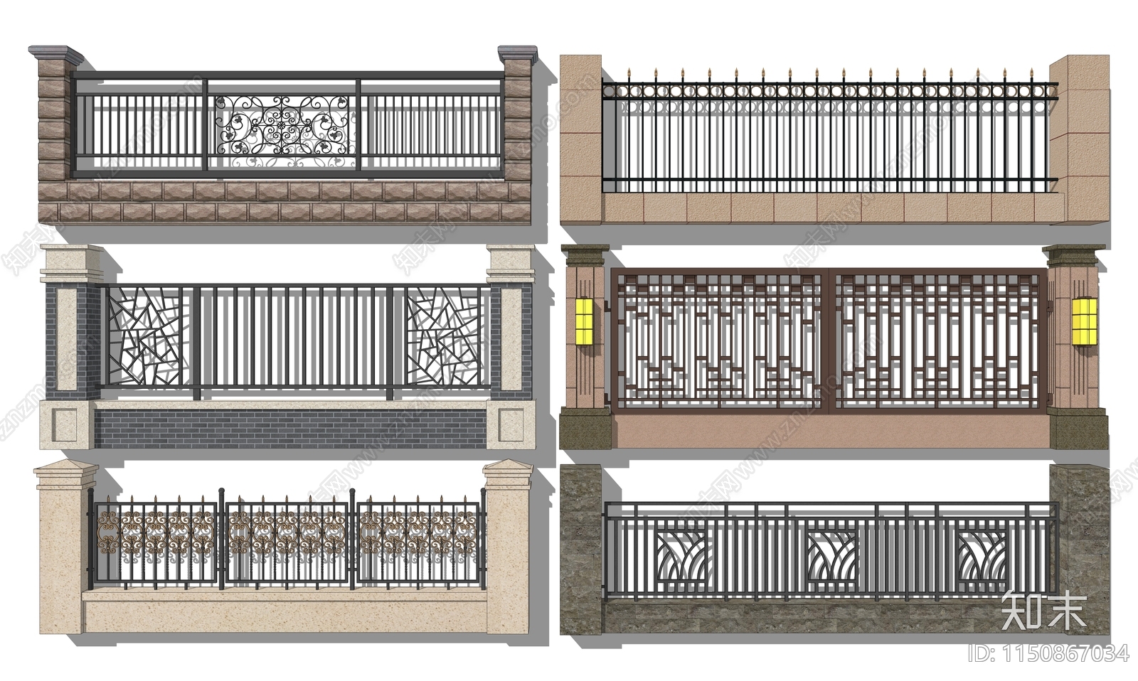 欧式围墙栏杆SU模型下载【ID:1150867034】