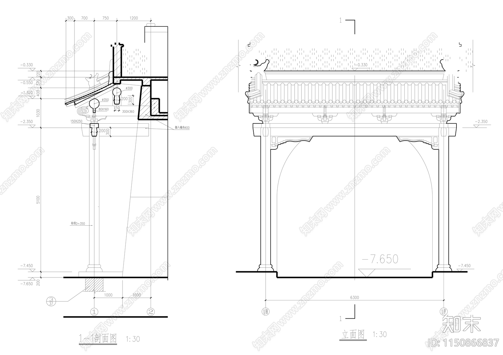 中式古建门大样详图施工图下载【ID:1150866837】