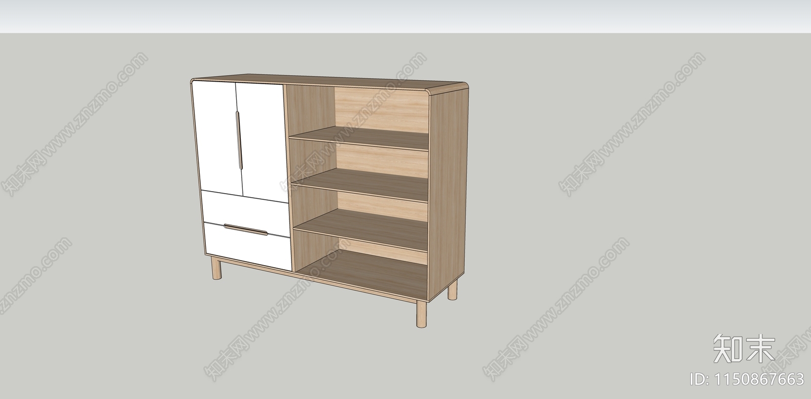 现代实木鞋柜SU模型下载【ID:1150867663】