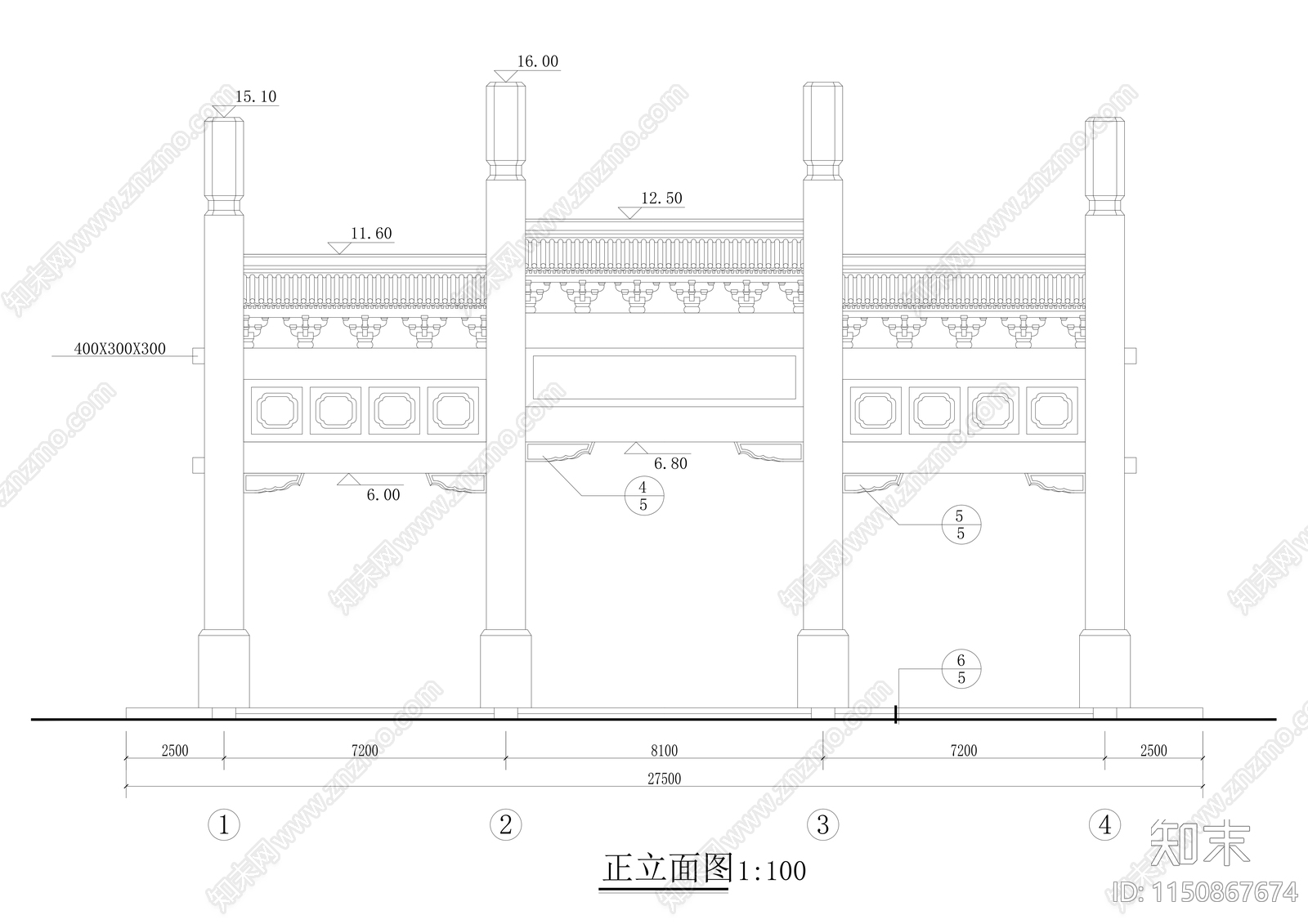 古建牌坊cad施工图下载【ID:1150867674】