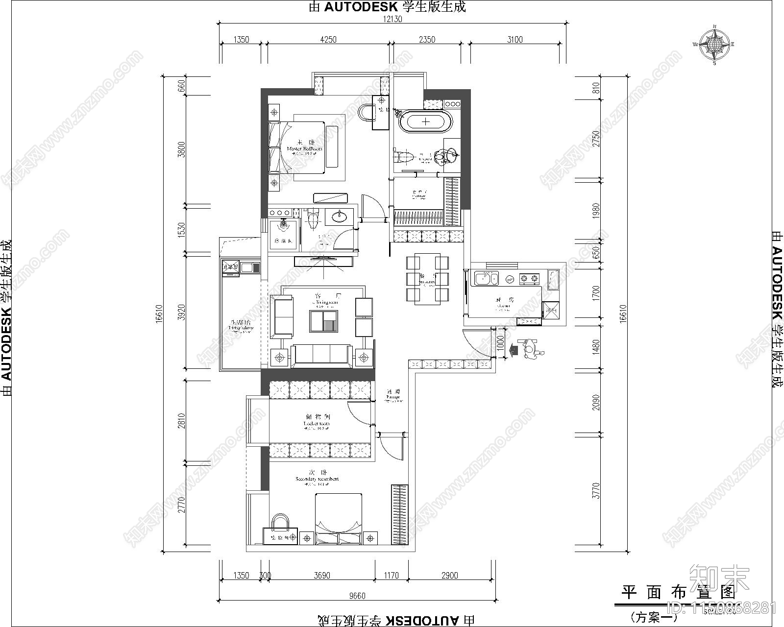 150㎡家装平层cad施工图下载【ID:1150868281】