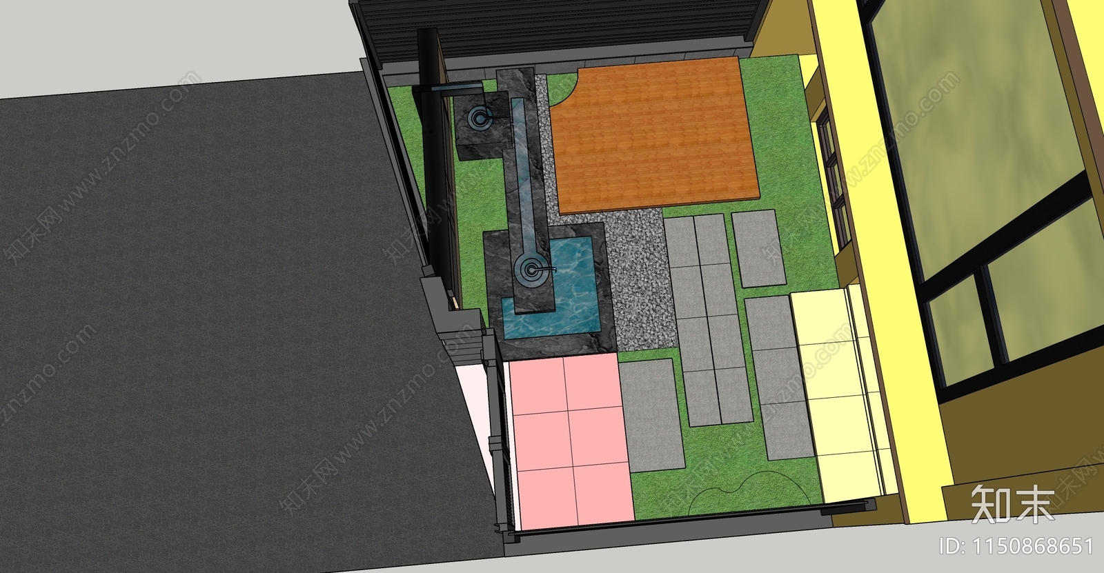 现代庭院花园SU模型下载【ID:1150868651】