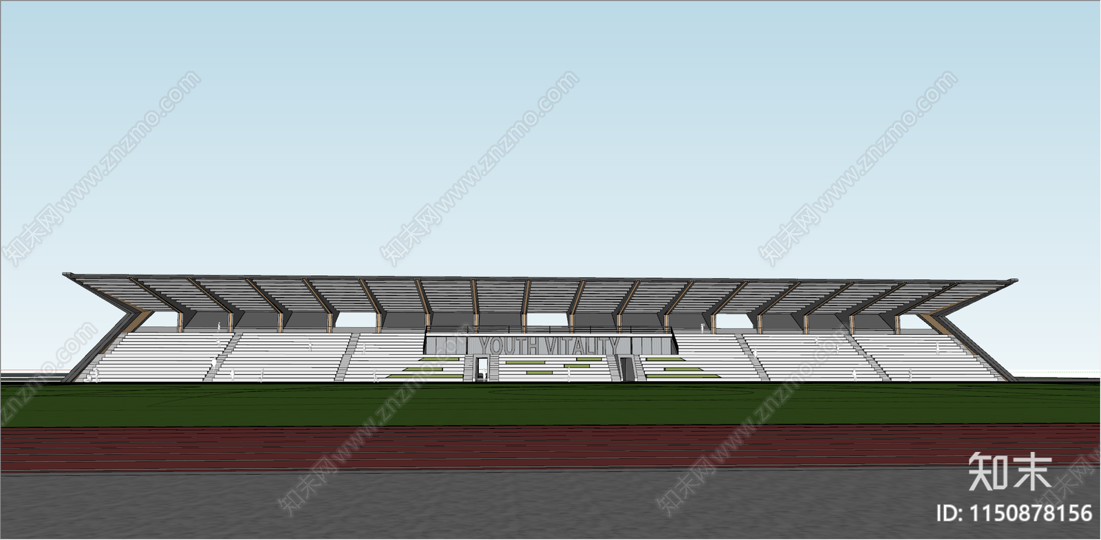 现代学校体育场看台SU模型下载【ID:1150878156】