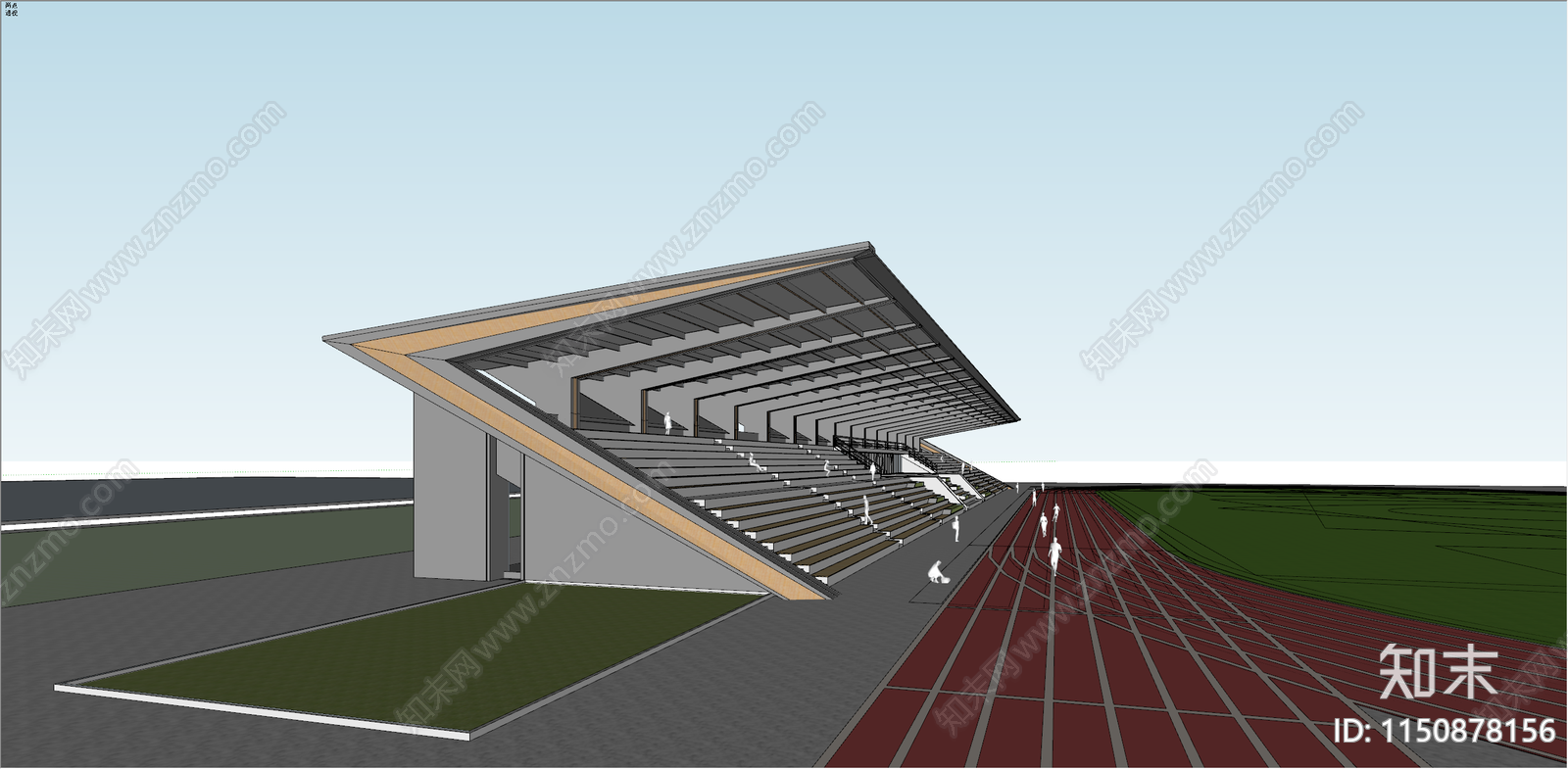 现代学校体育场看台SU模型下载【ID:1150878156】