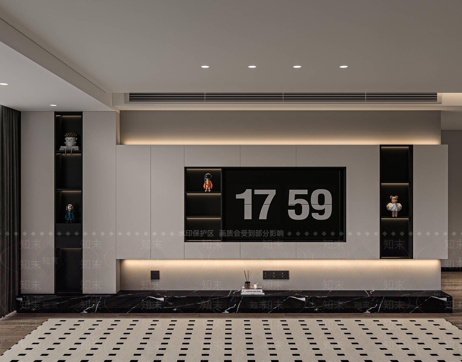 现代客厅电视墙3D模型下载【ID:1150879216】