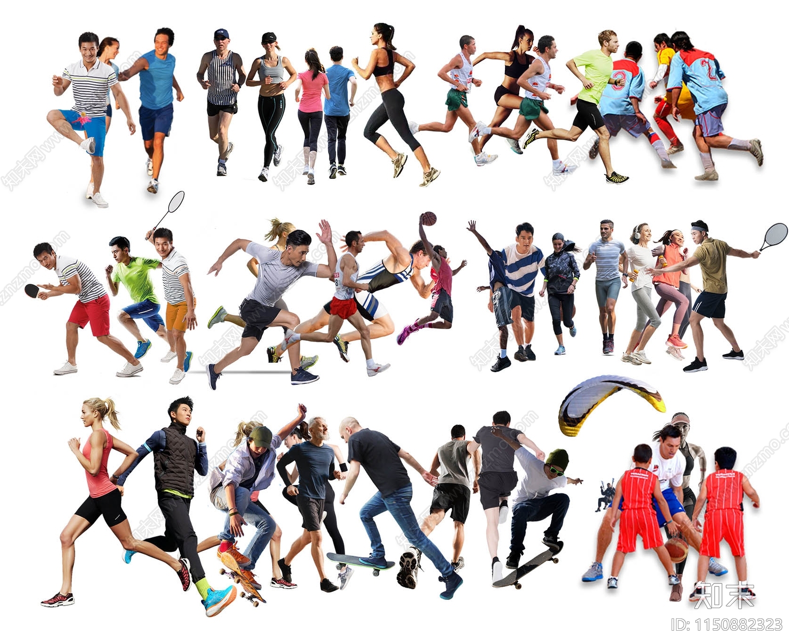 免抠健身运动人物素材psd下载【ID:1150882323】