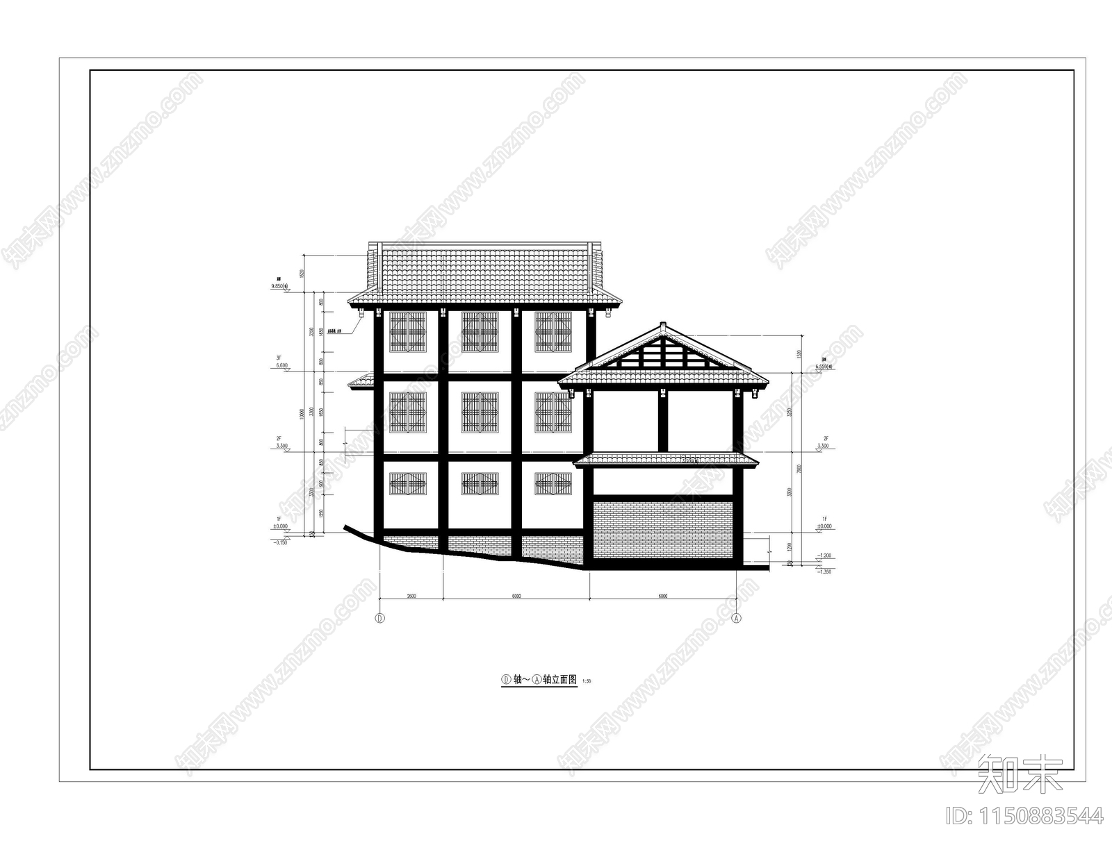 村委会建筑设计图cad施工图下载【ID:1150883544】