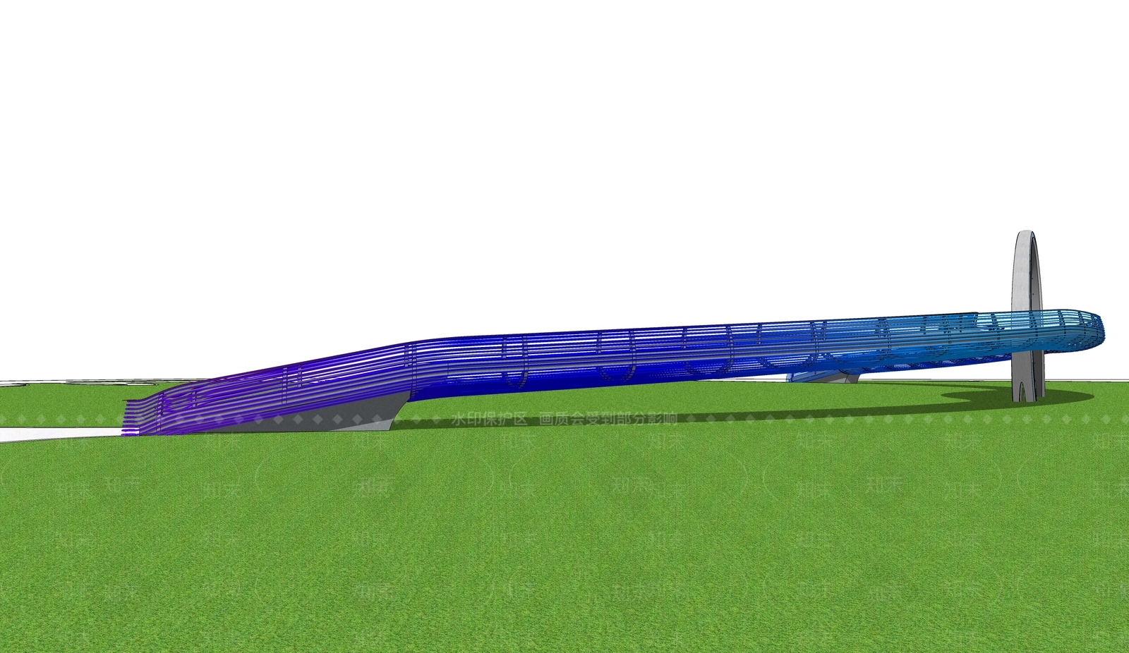 现代弧型景观观光桥SU模型下载【ID:1150885350】