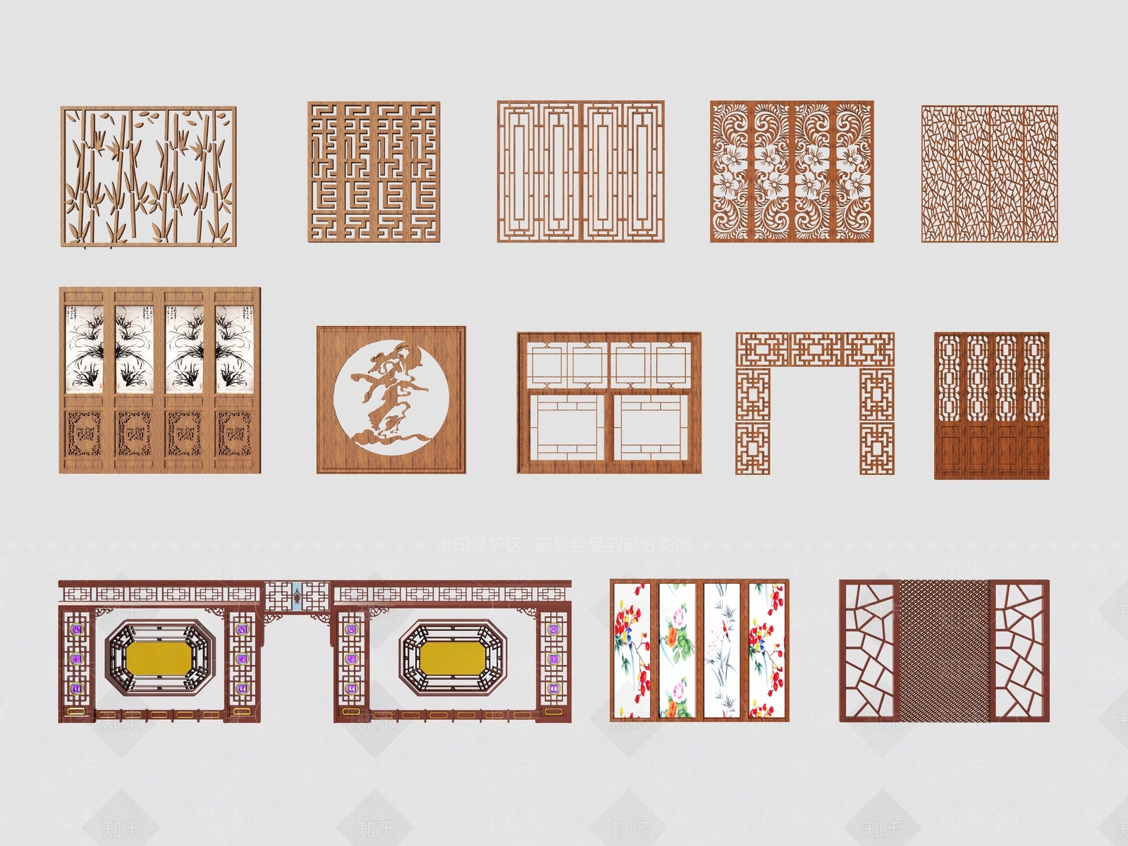 中式隔断3D模型下载【ID:1150890049】