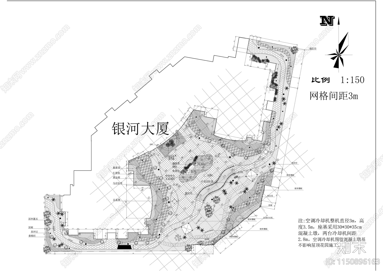 大厦屋顶花园完整版cad施工图下载【ID:1150896163】