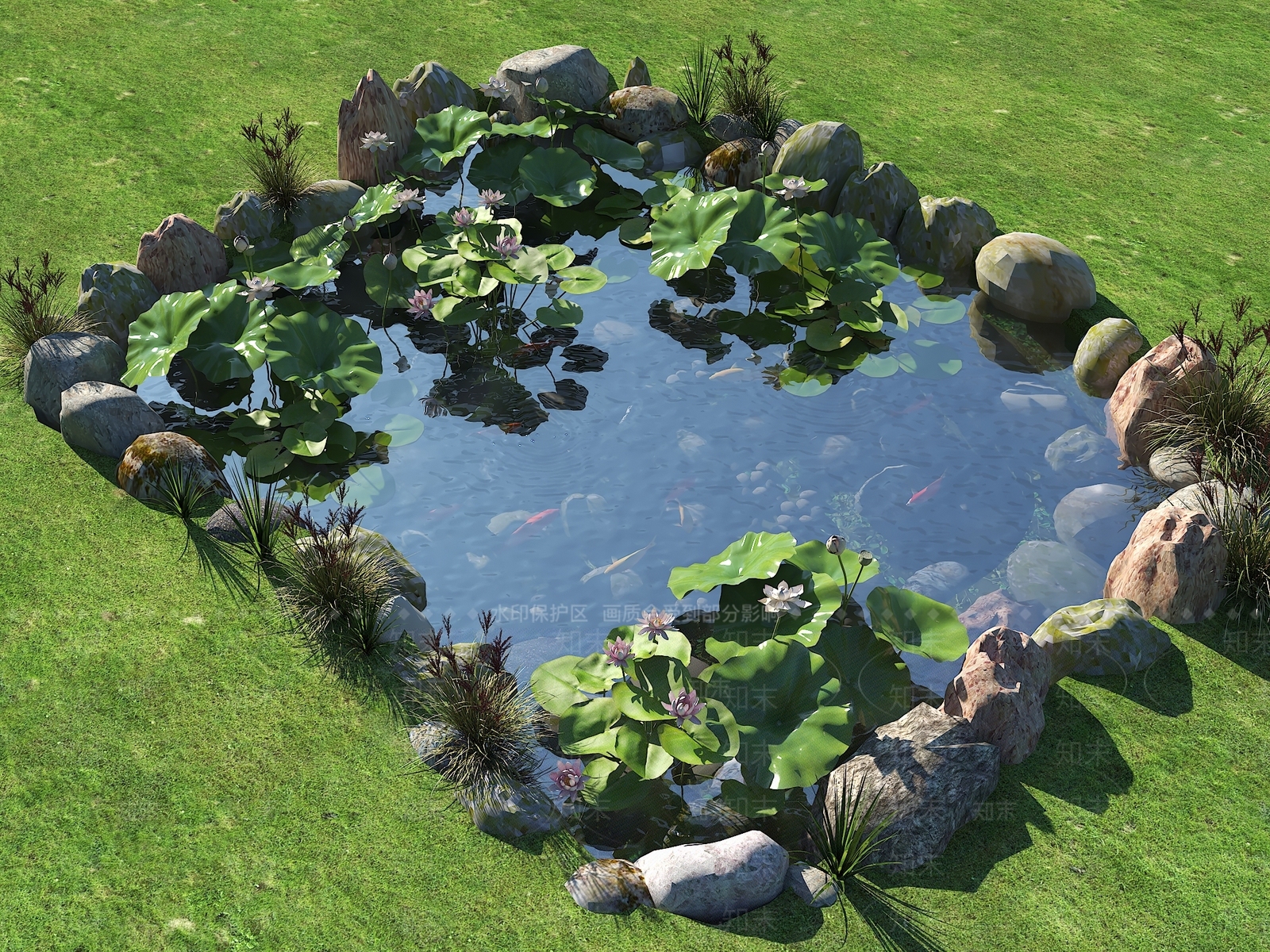 现代生态鱼池3D模型下载【ID:1150902394】