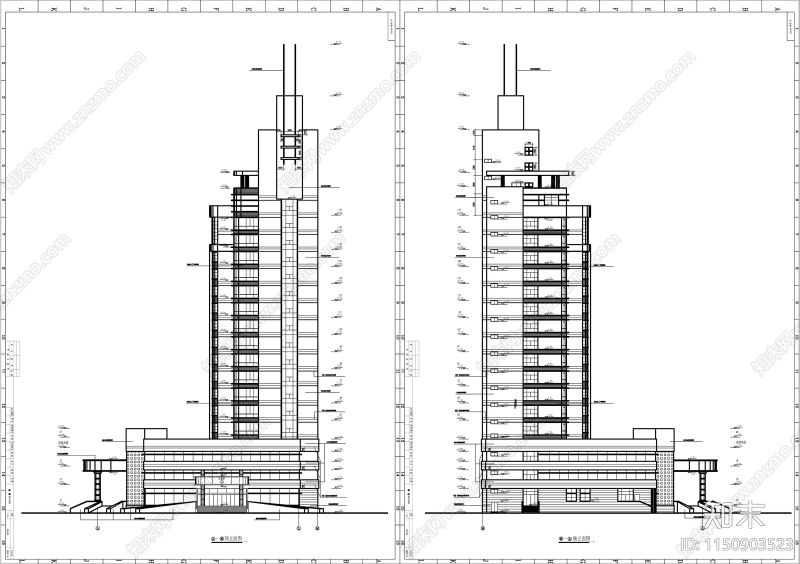 某甲级医院综合楼建筑cad施工图下载【ID:1150903523】