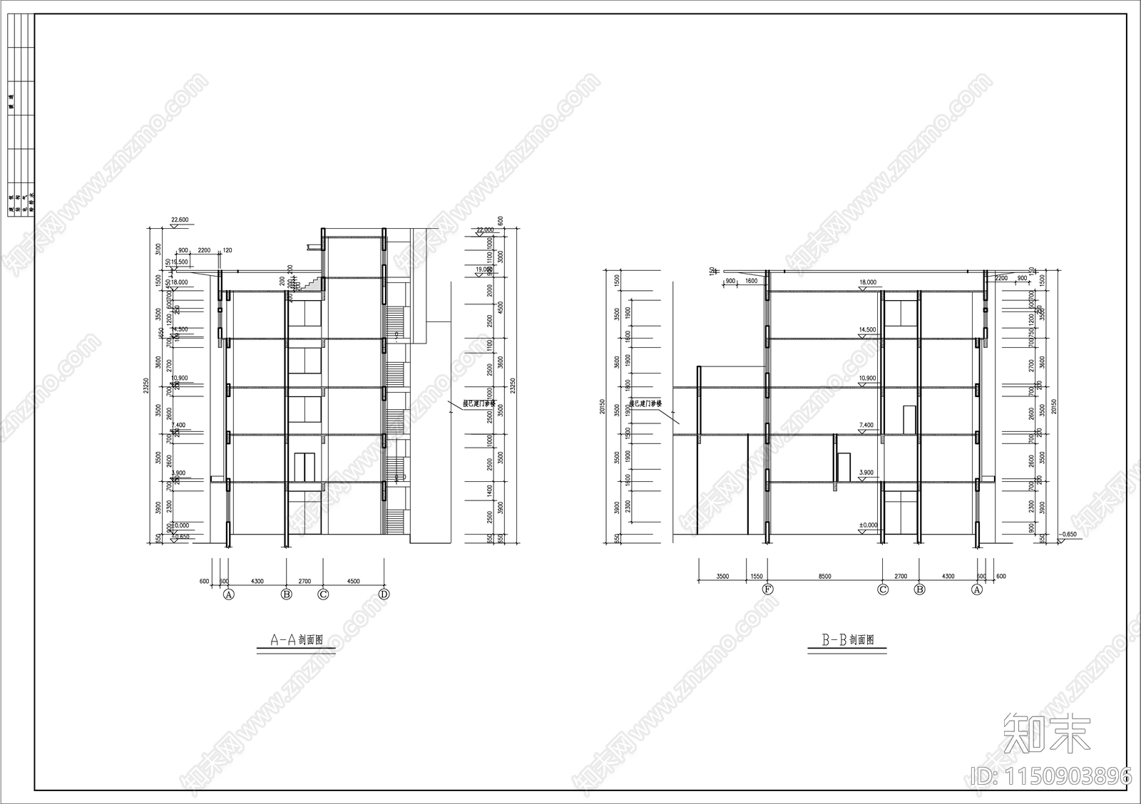 某医院门诊楼建筑cad施工图下载【ID:1150903896】