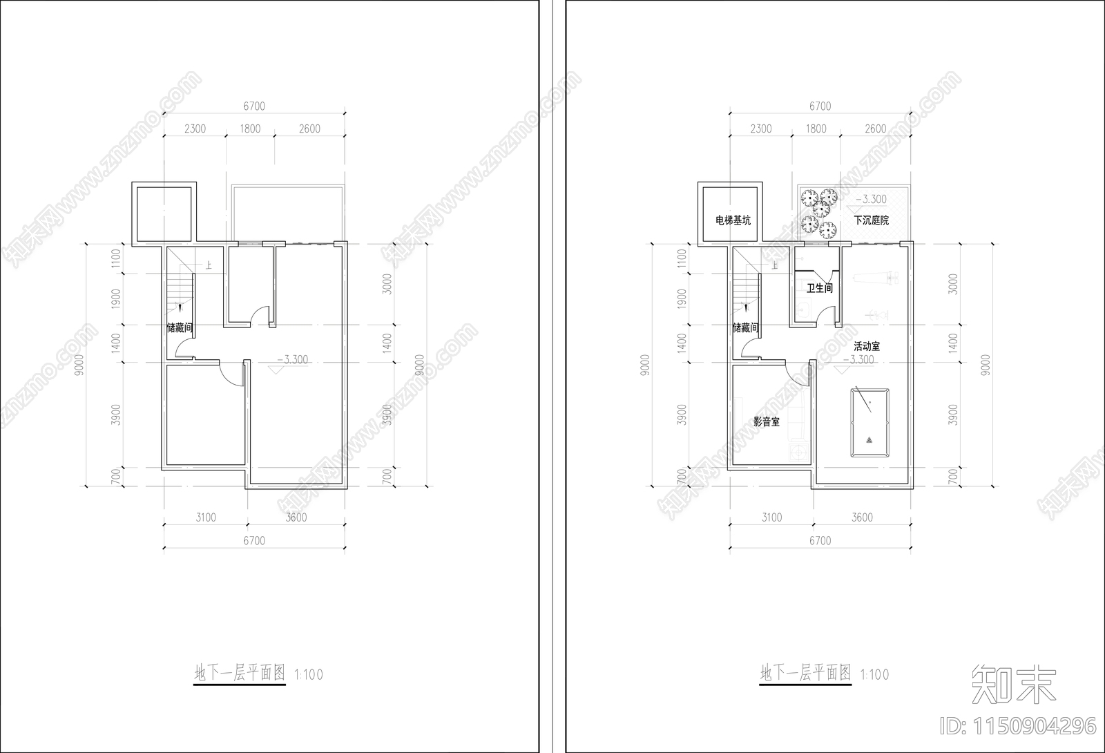 叠拼别墅户型图cad施工图下载【ID:1150904296】