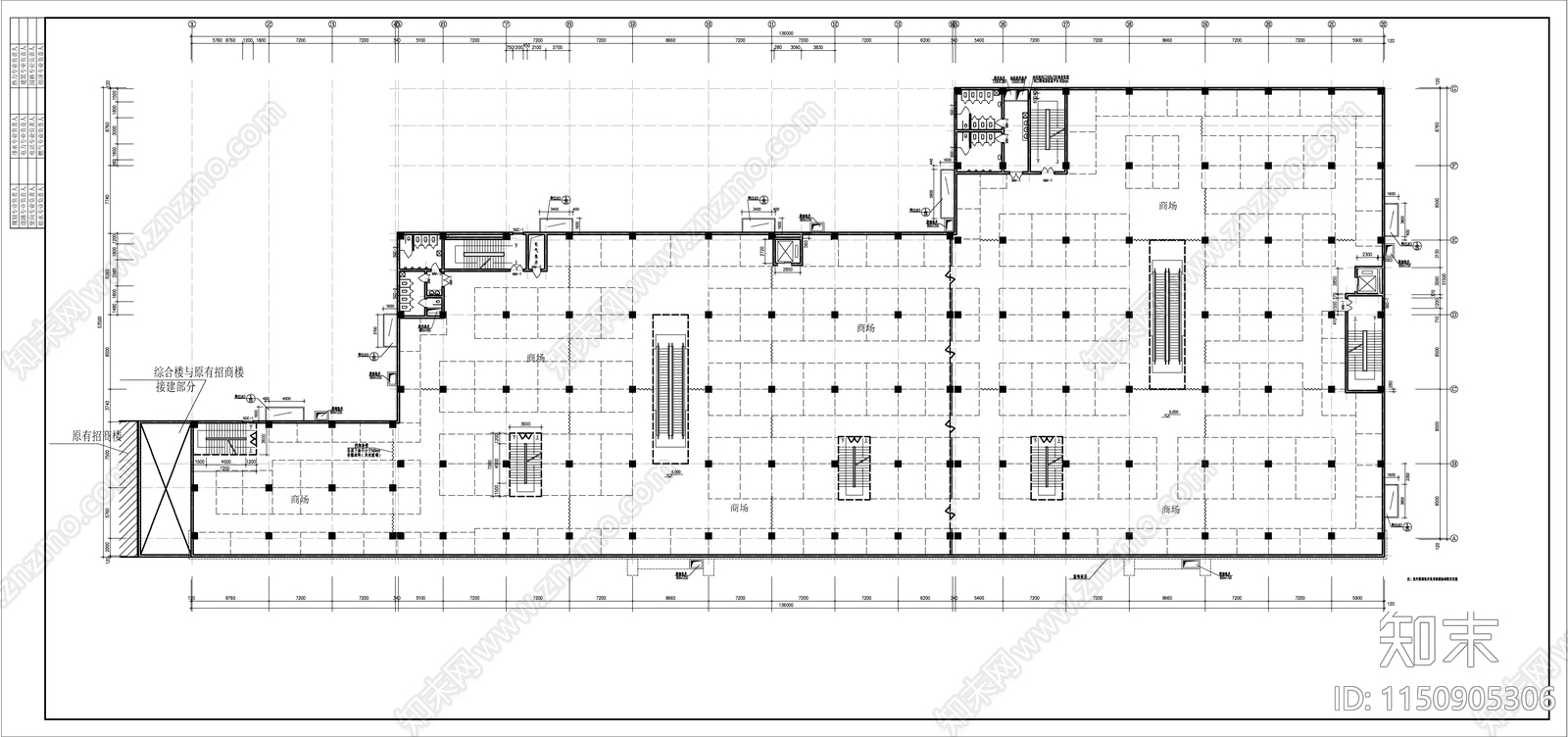 某大型商场建筑cad施工图下载【ID:1150905306】