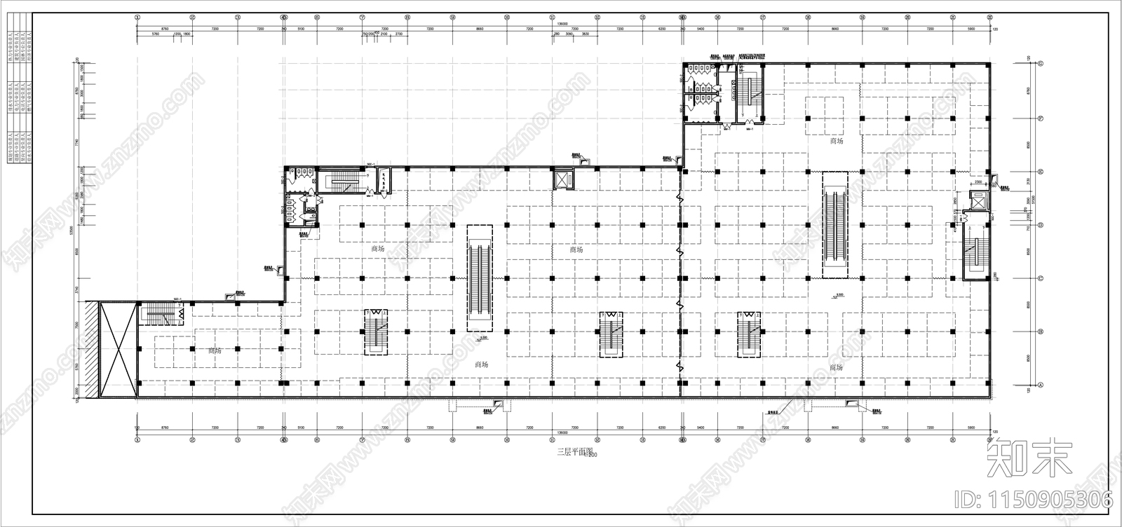 某大型商场建筑cad施工图下载【ID:1150905306】