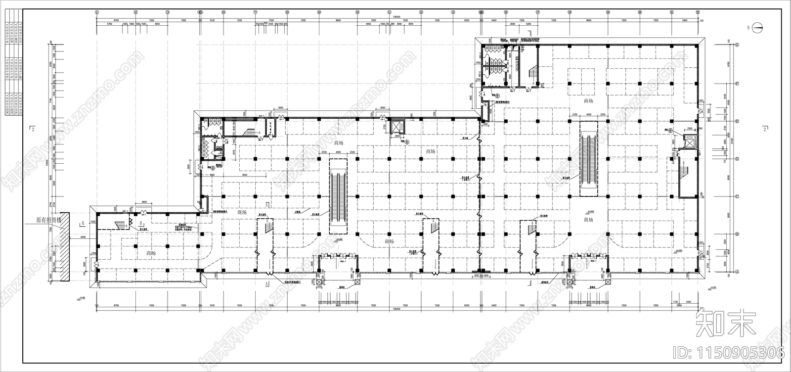 某大型商场建筑cad施工图下载【ID:1150905306】