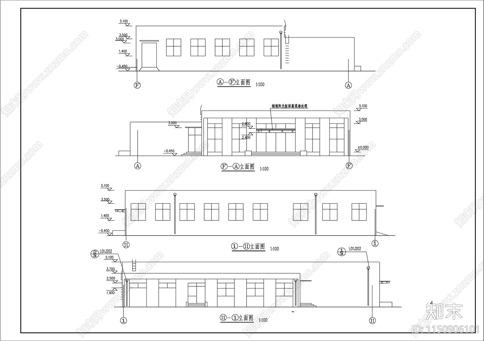 职工餐厅食堂建筑cad施工图下载【ID:1150906101】