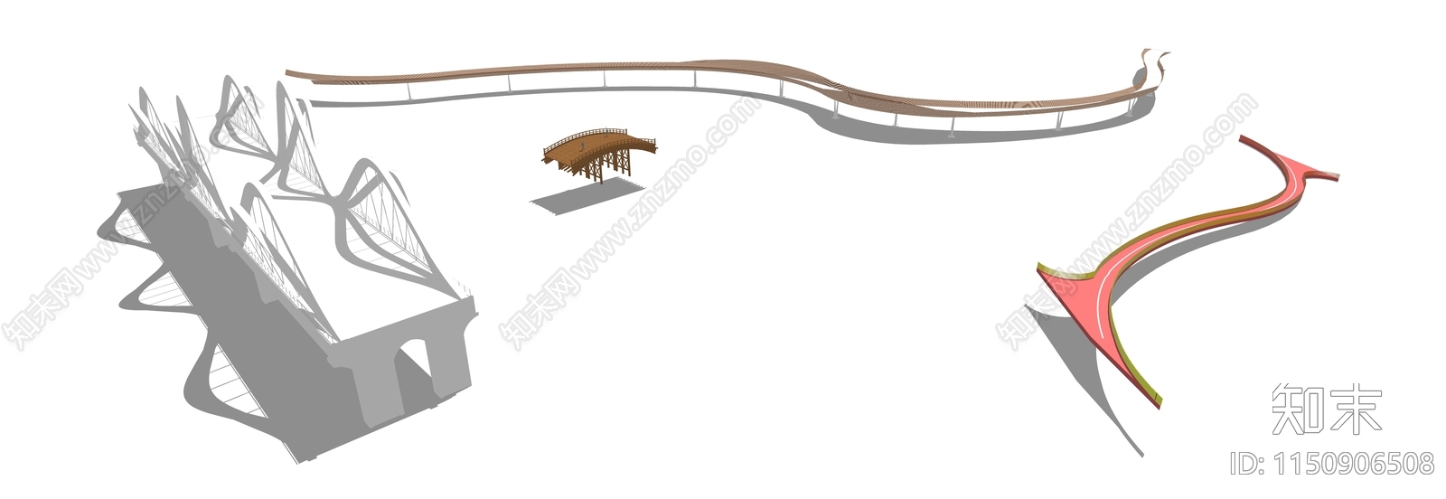 现代景观桥梁SU模型下载【ID:1150906508】