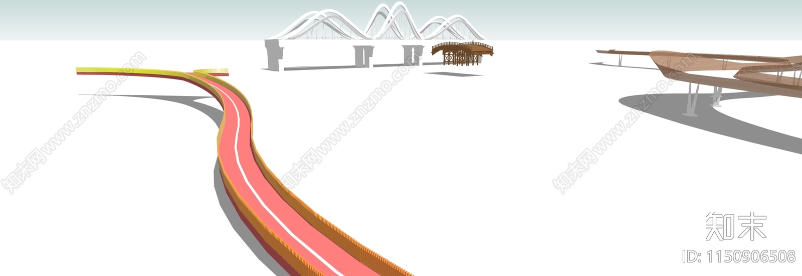 现代景观桥梁SU模型下载【ID:1150906508】