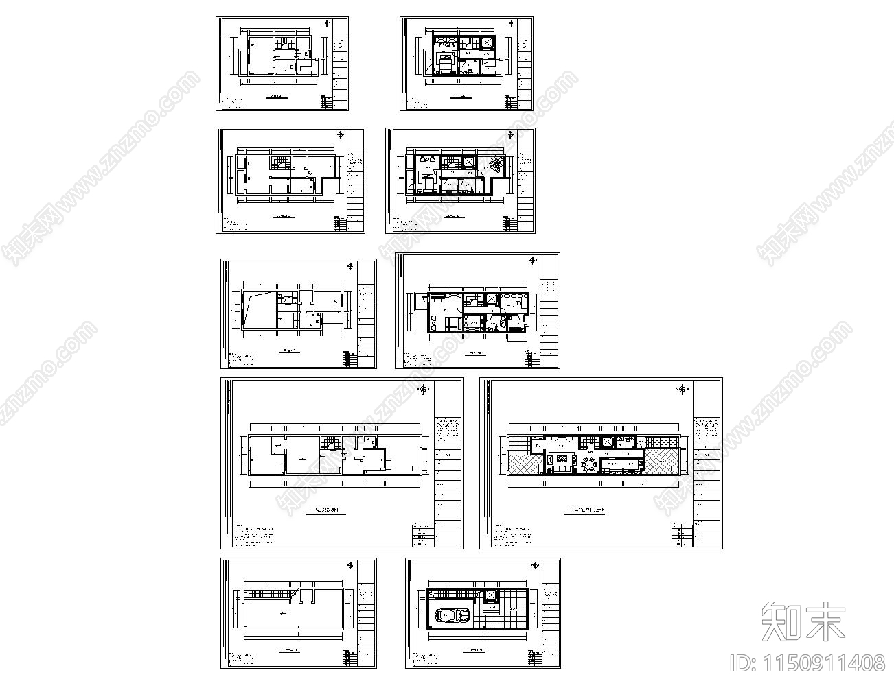 5层小别墅cad施工图下载【ID:1150911408】