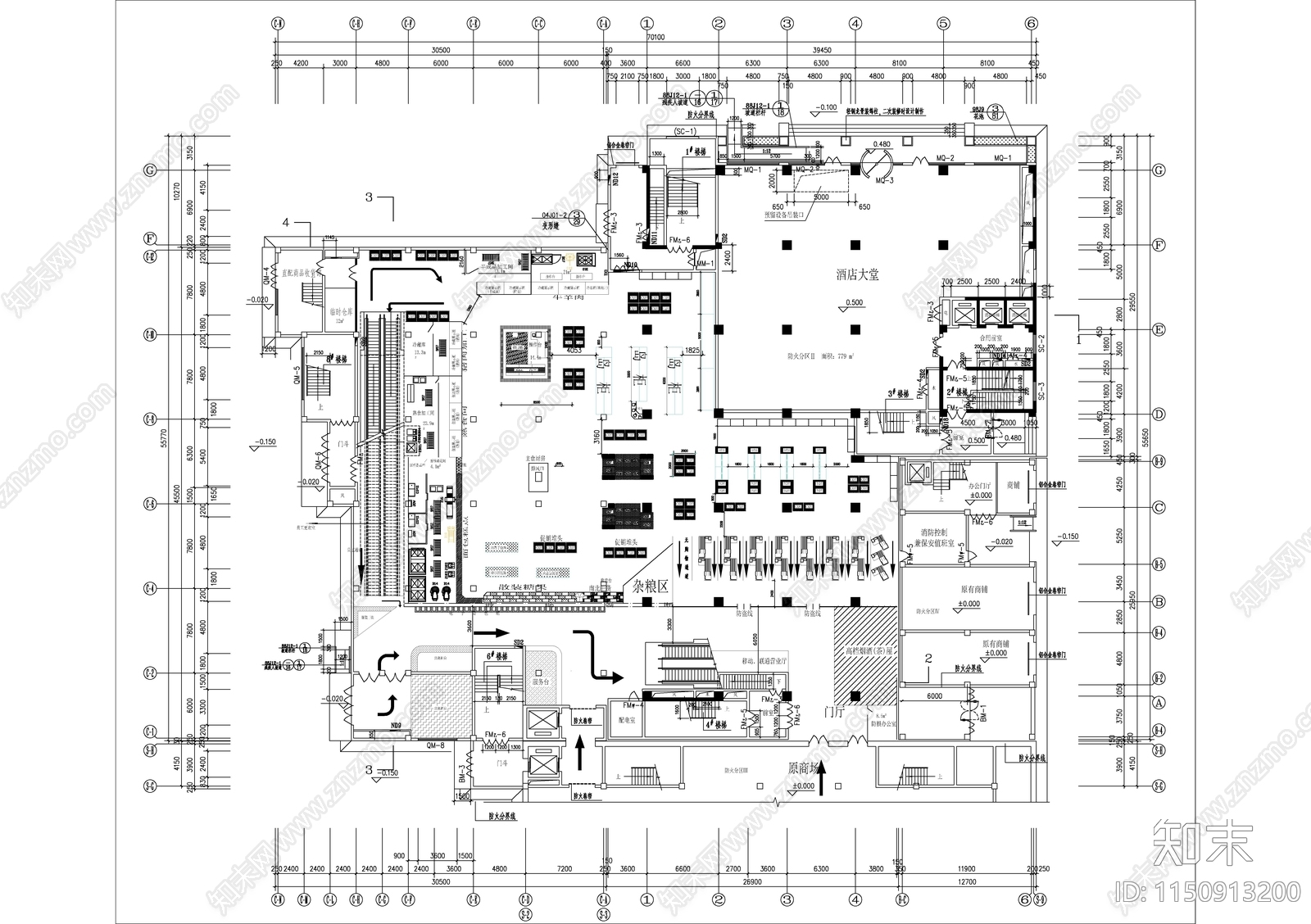 某二层超市建筑平面布置图施工图下载【ID:1150913200】