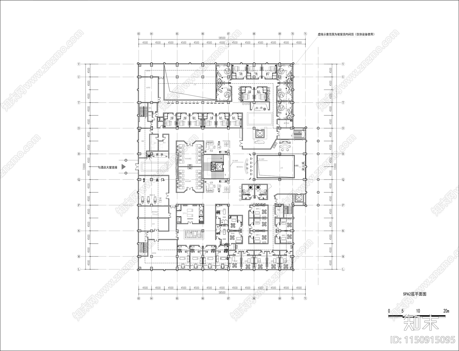 SPA各层平面cad施工图下载【ID:1150915095】