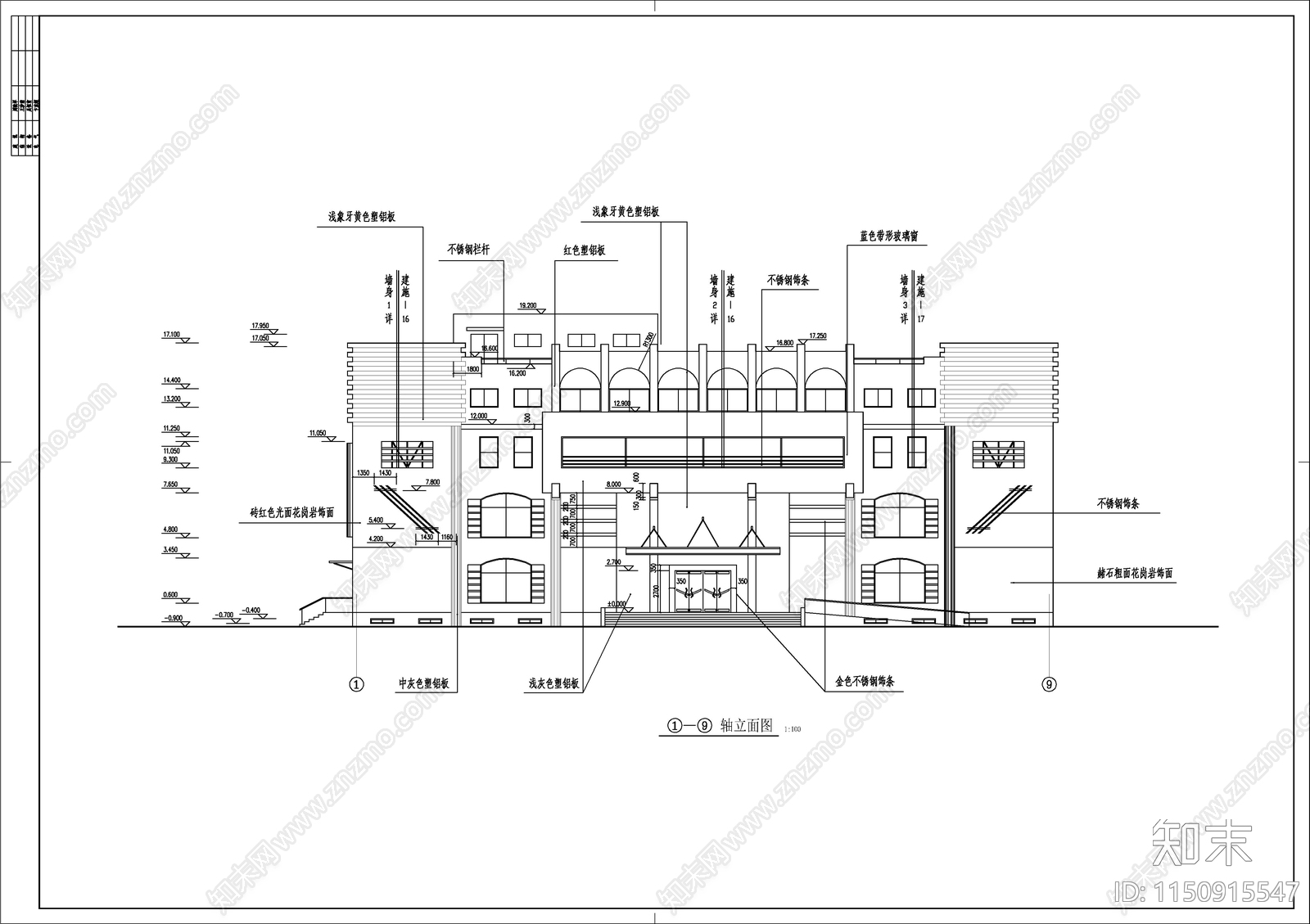 小区超市建筑cad施工图下载【ID:1150915547】