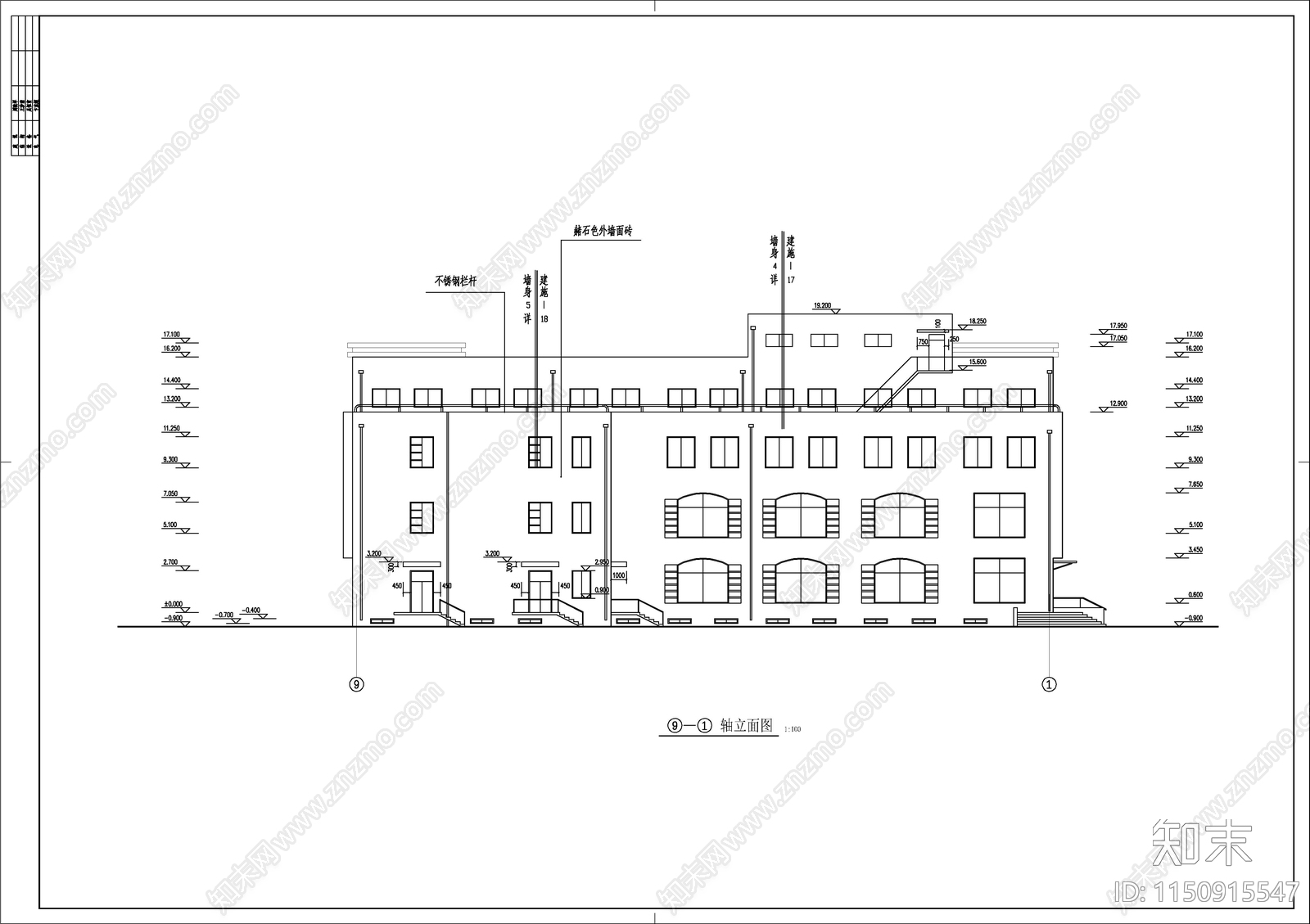 小区超市建筑cad施工图下载【ID:1150915547】