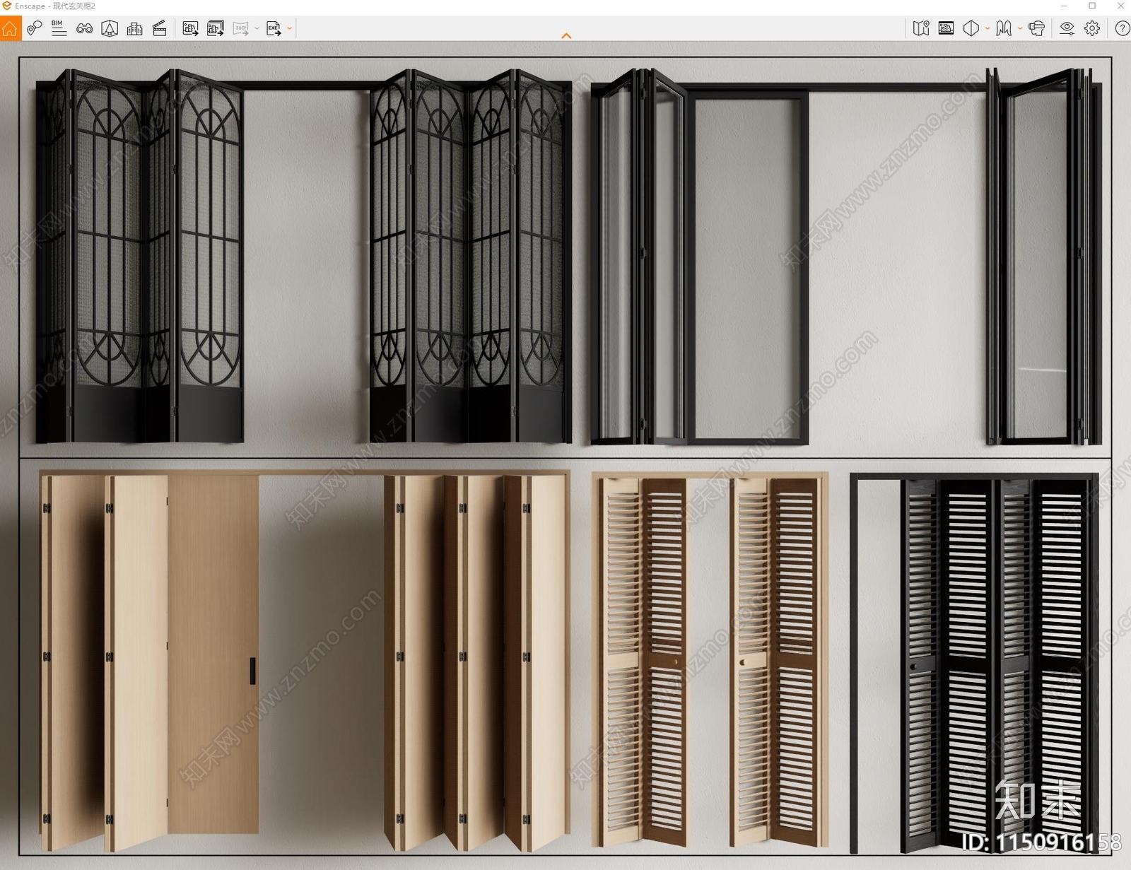 现代多联折叠门SU模型下载【ID:1150916158】