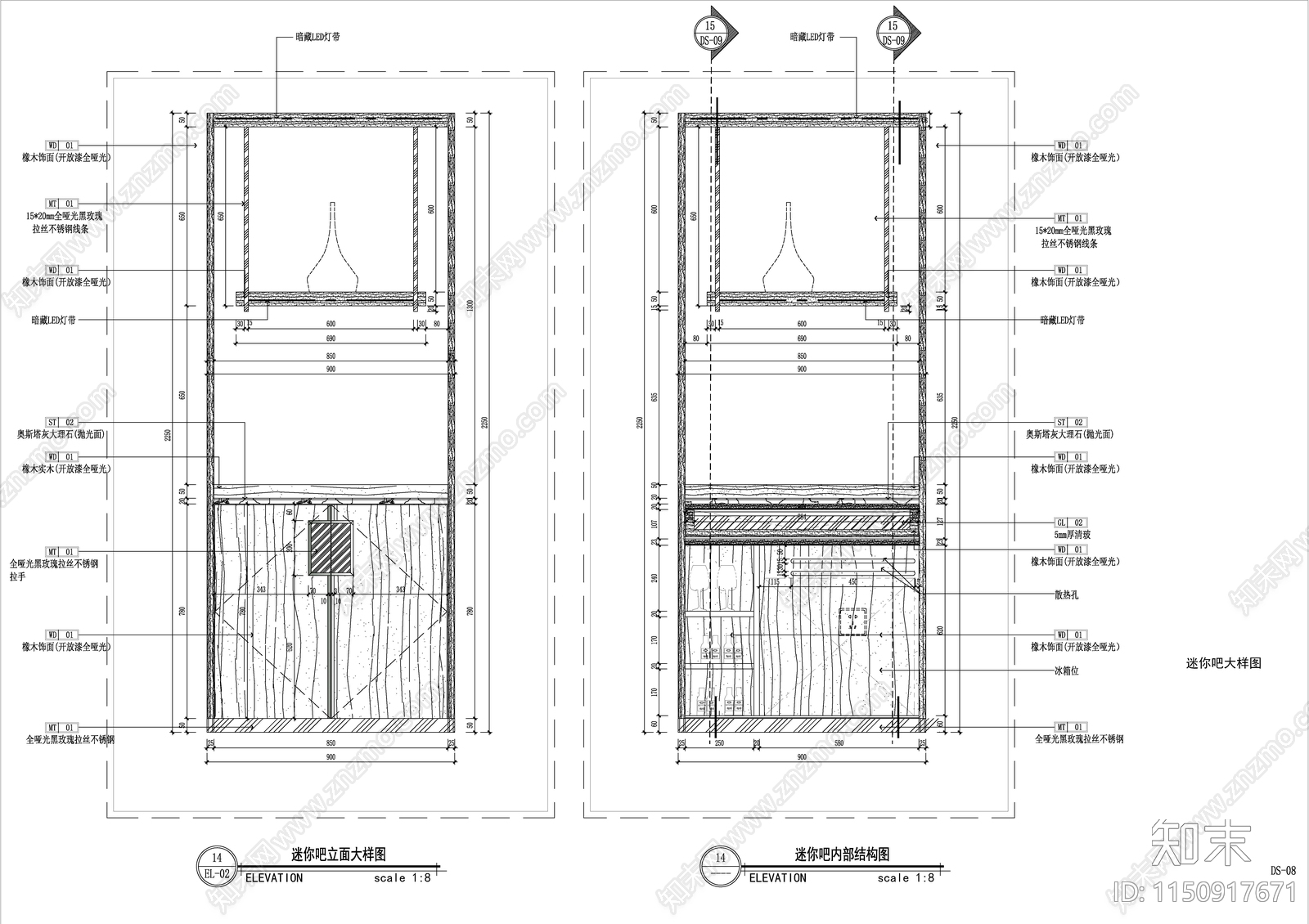 棋牌室迷你吧节点大样图施工图下载【ID:1150917671】